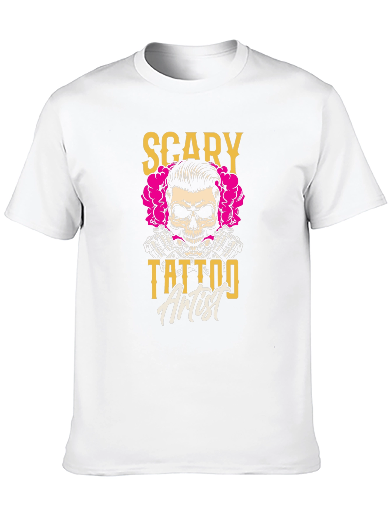 Scary Tattoo Artist Graphic Tee - Black Cotton T-Shirt