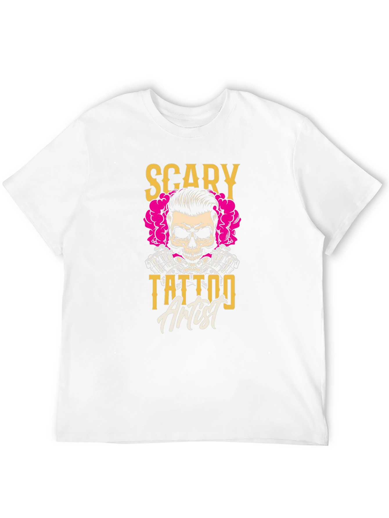 Scary Tattoo Artist Graphic Tee - Black Cotton T-Shirt