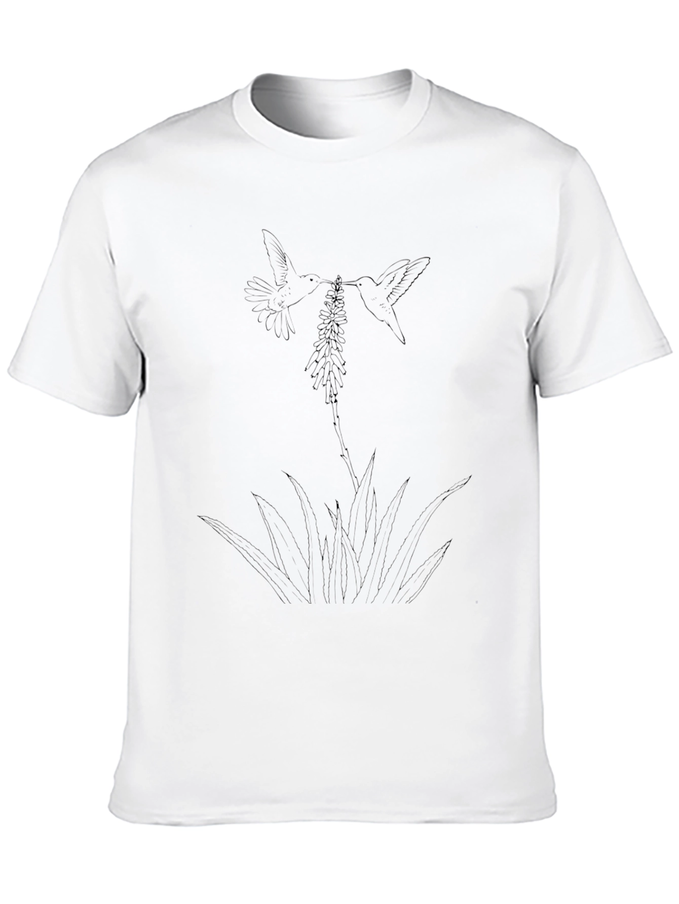 Hummingbird Flower Graphic Black T-Shirt