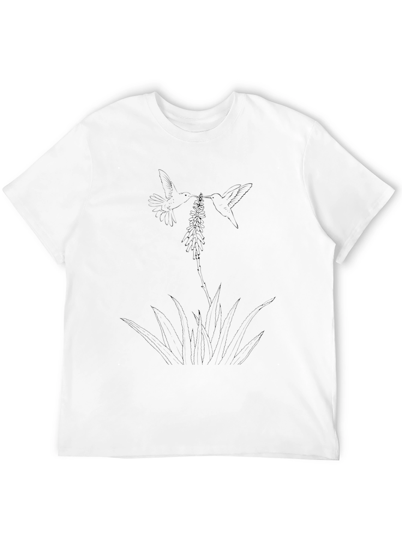 Hummingbird Flower Graphic Black T-Shirt