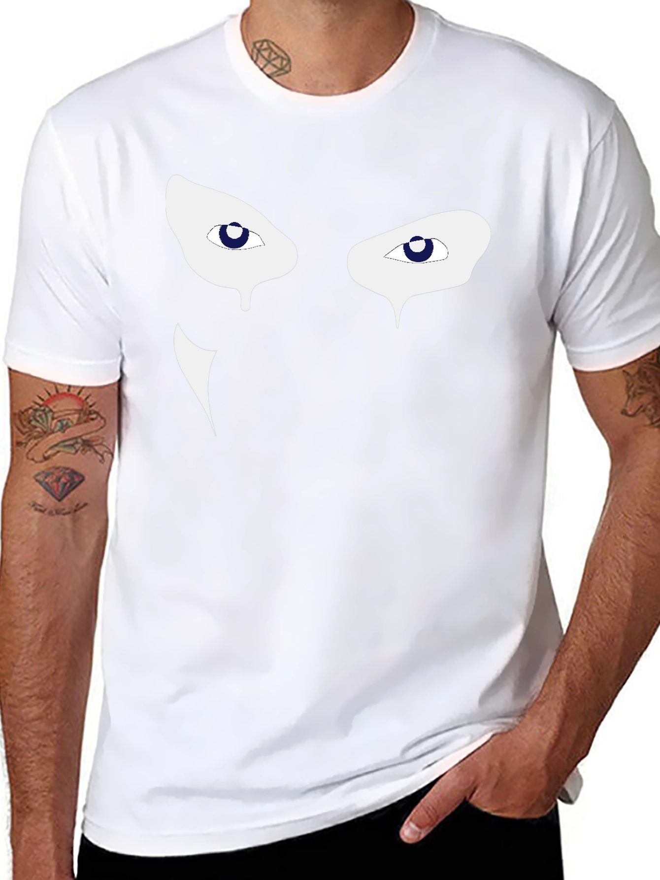 Mens Black Graphic Tee - Mysterious Eyes