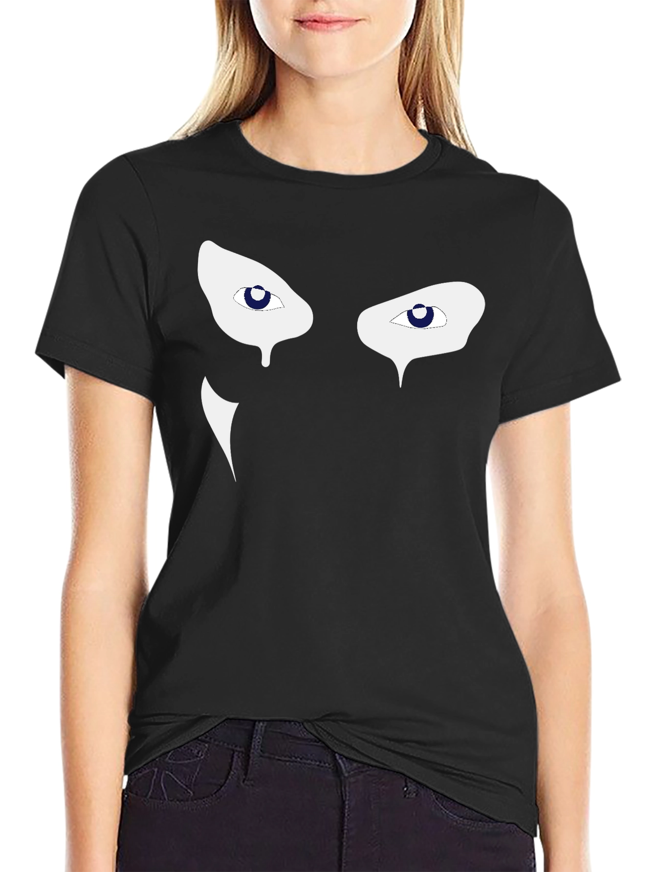 Mens Black Graphic Tee - Mysterious Eyes