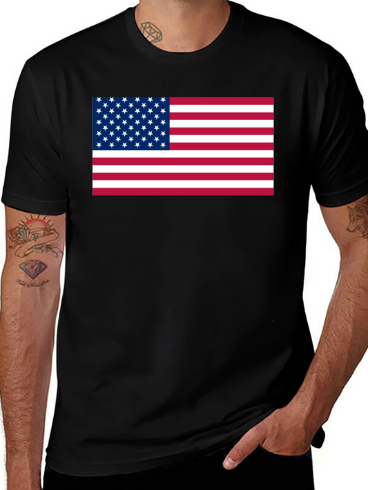 American Flag Graphic Print Black T-Shirt
