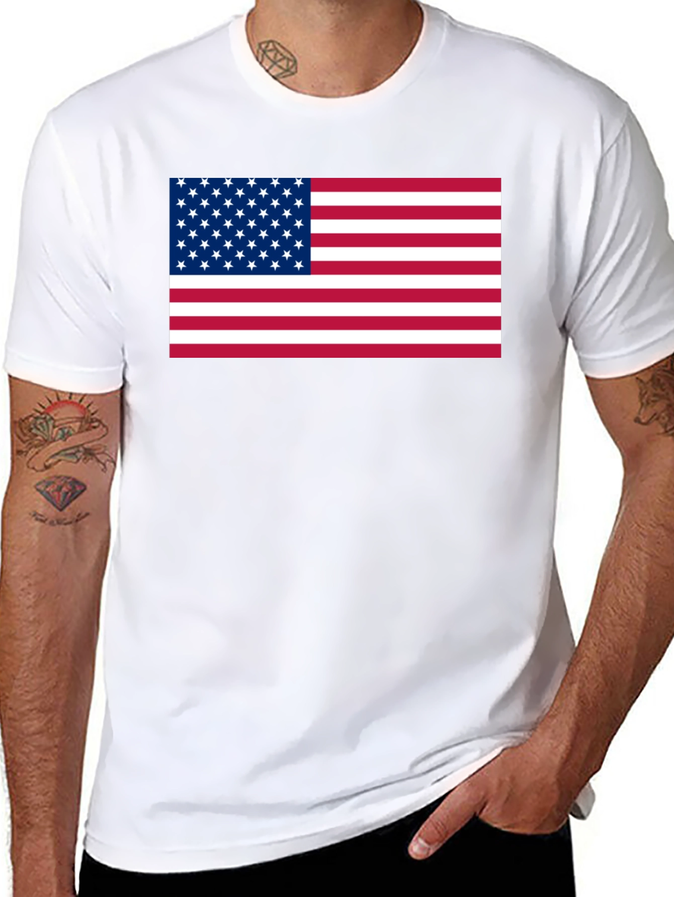 American Flag Graphic Print Black T-Shirt