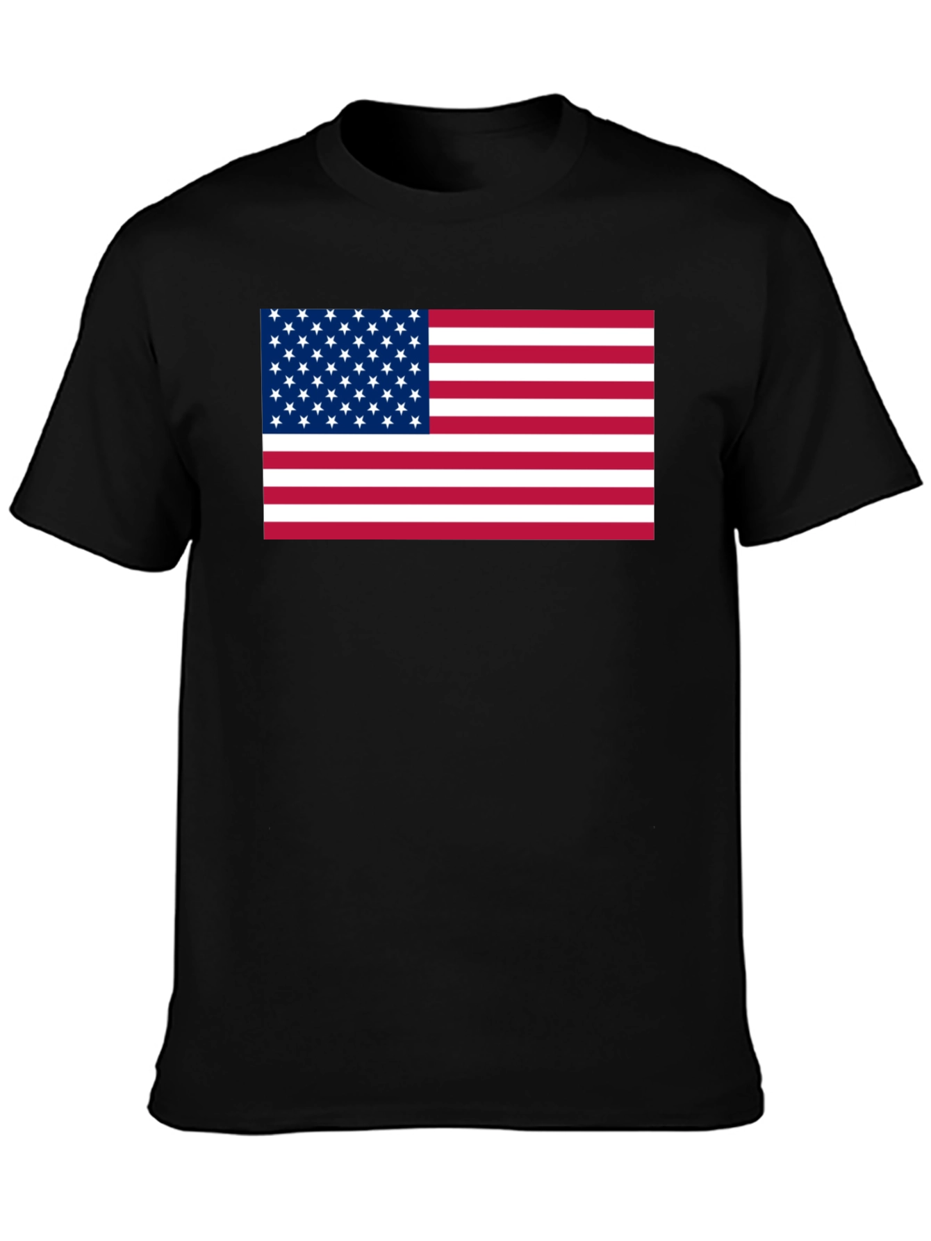 American Flag Graphic Print Black T-Shirt