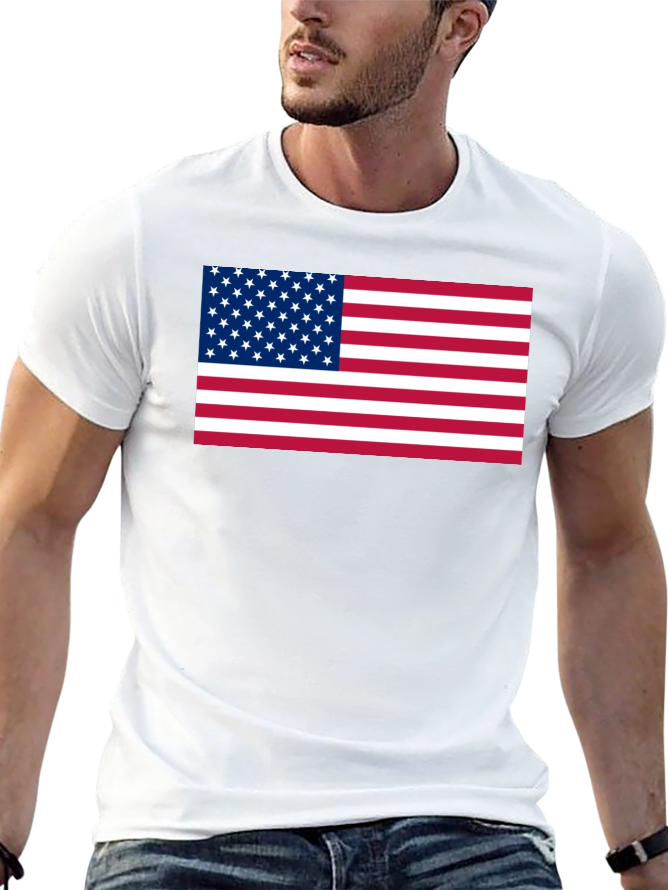 American Flag Graphic Print Black T-Shirt