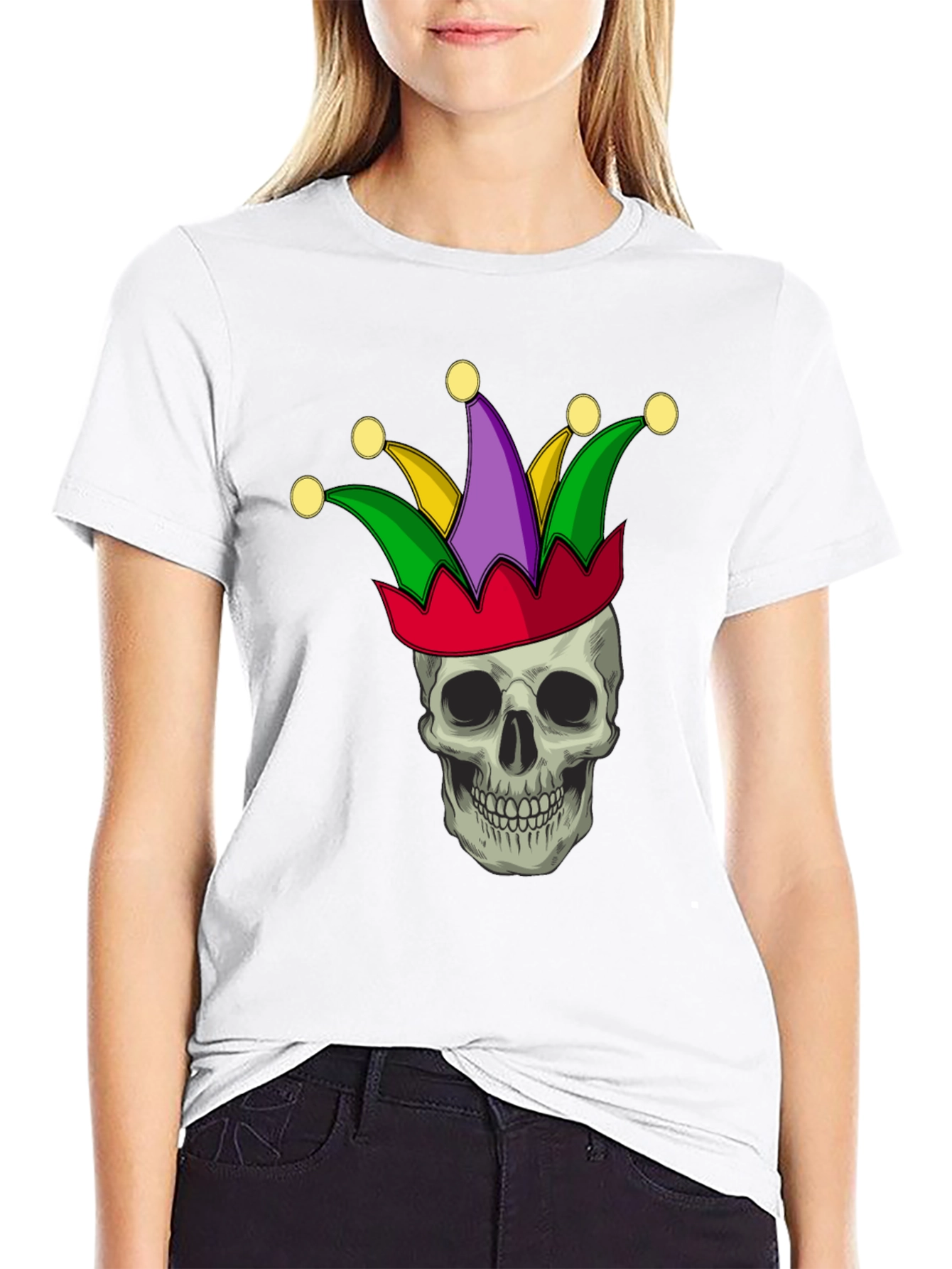 Skull Jester T-Shirt - Black Cotton Graphic Tee