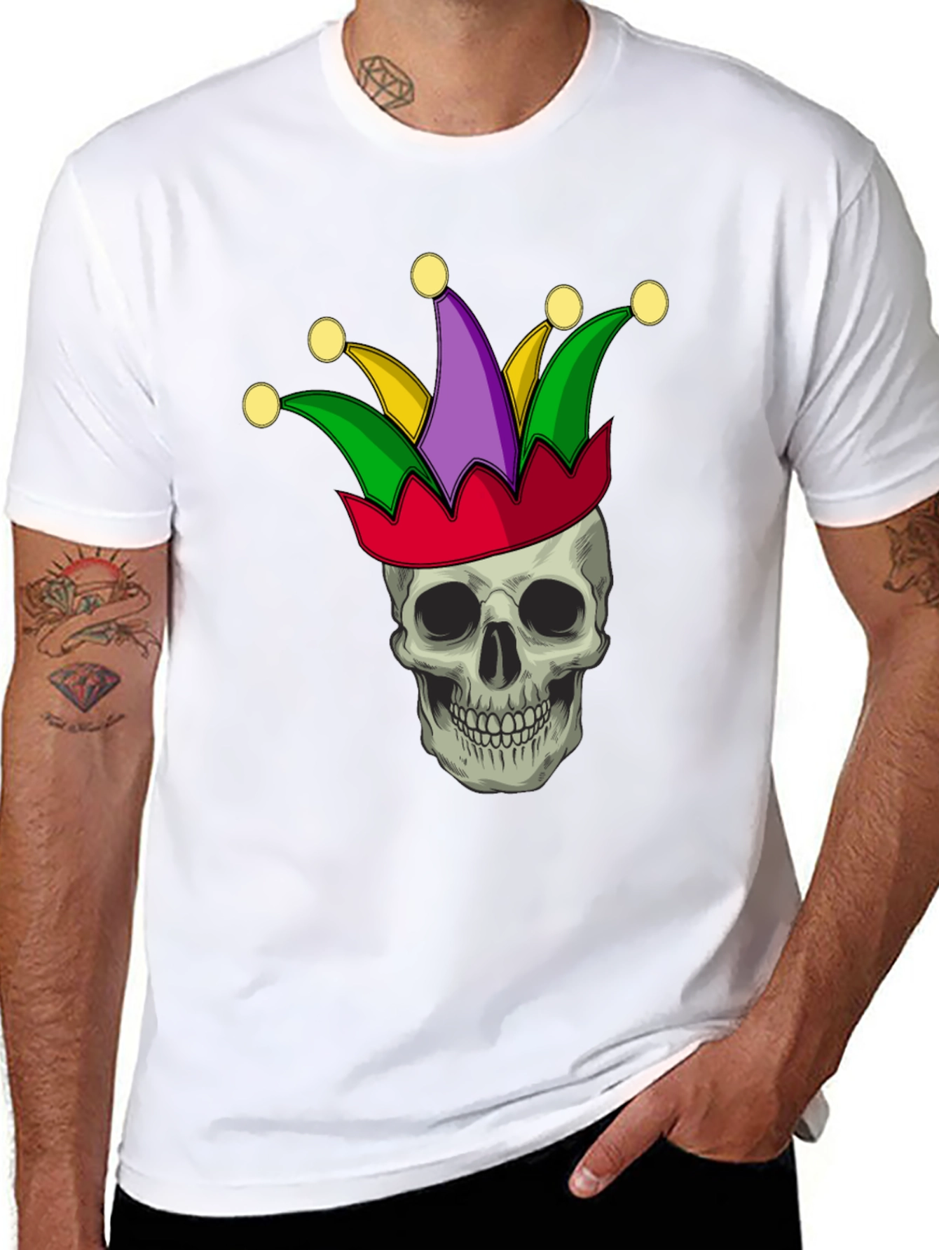 Skull Jester T-Shirt - Black Cotton Graphic Tee