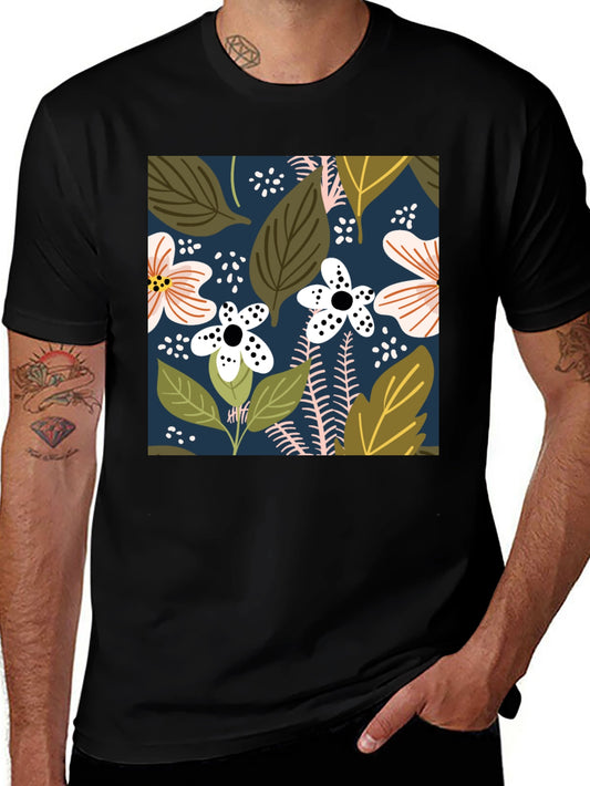 Floral Print Black T-Shirt