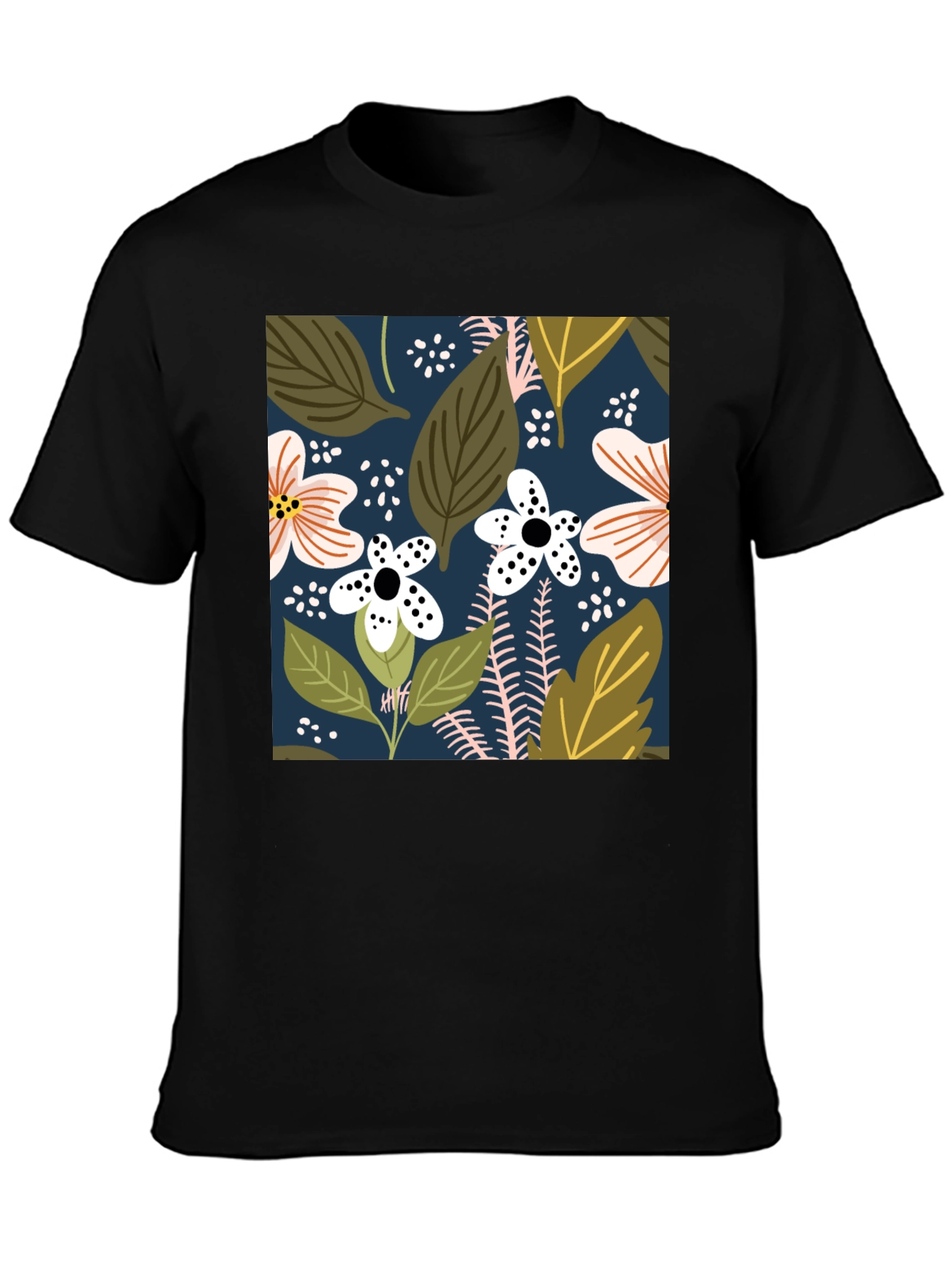 Floral Print Black T-Shirt