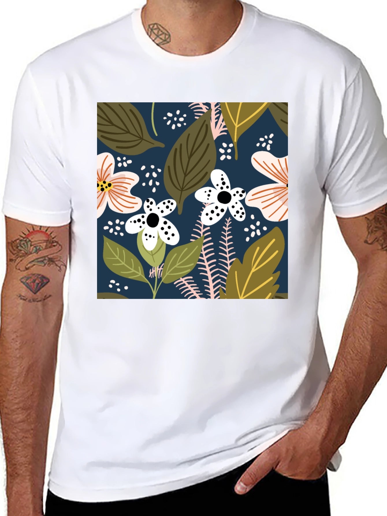 Floral Print Black T-Shirt