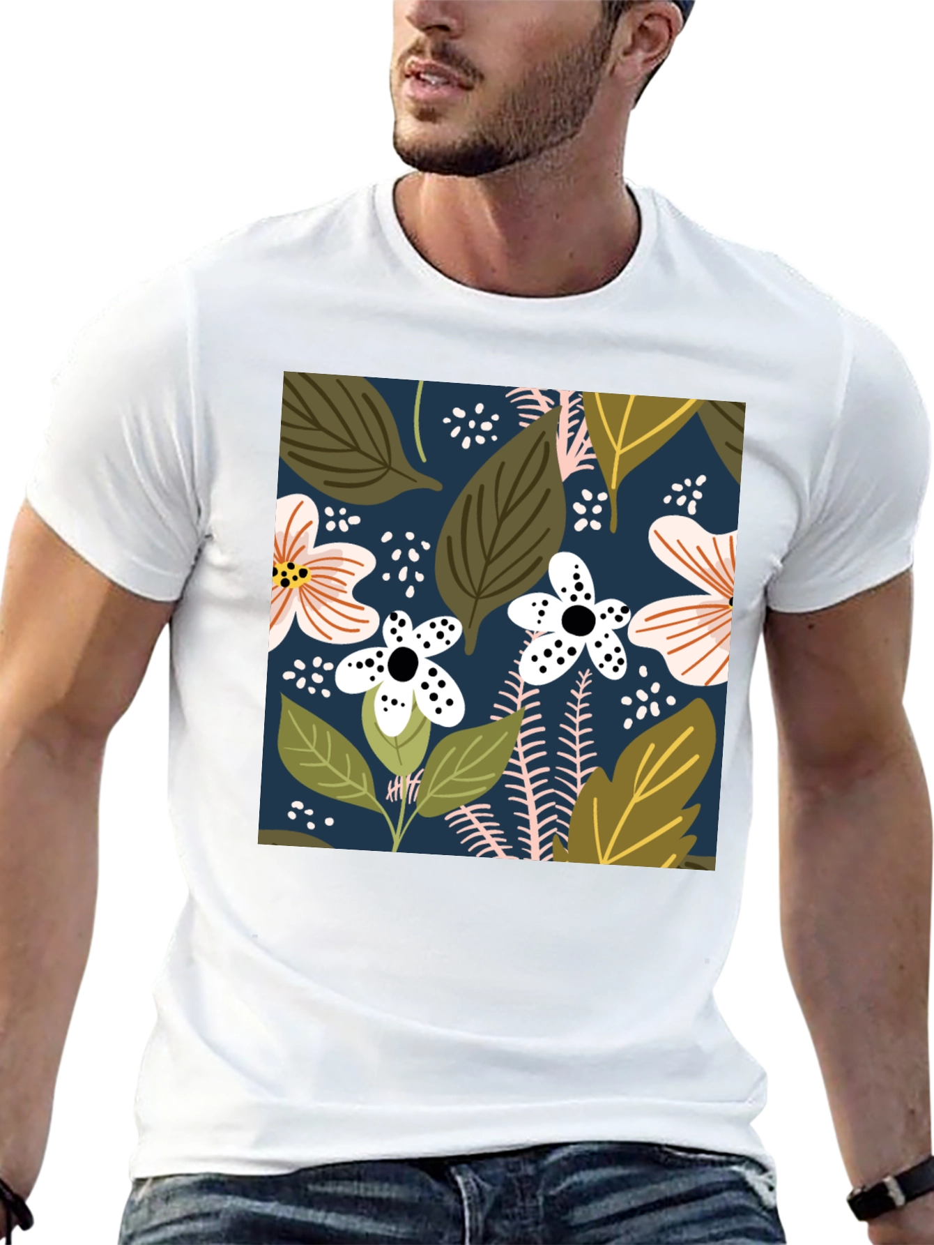 Floral Print Black T-Shirt