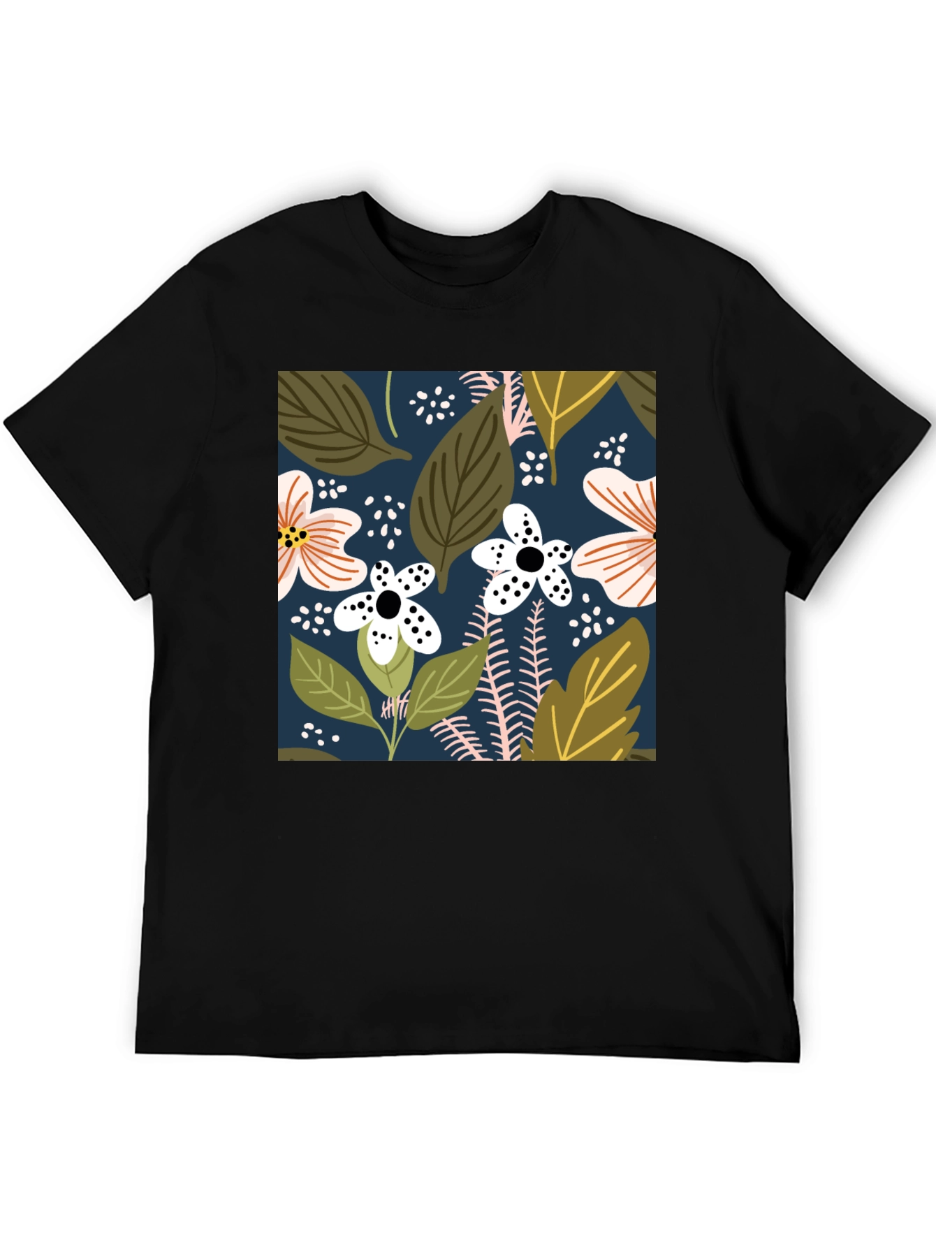 Floral Print Black T-Shirt
