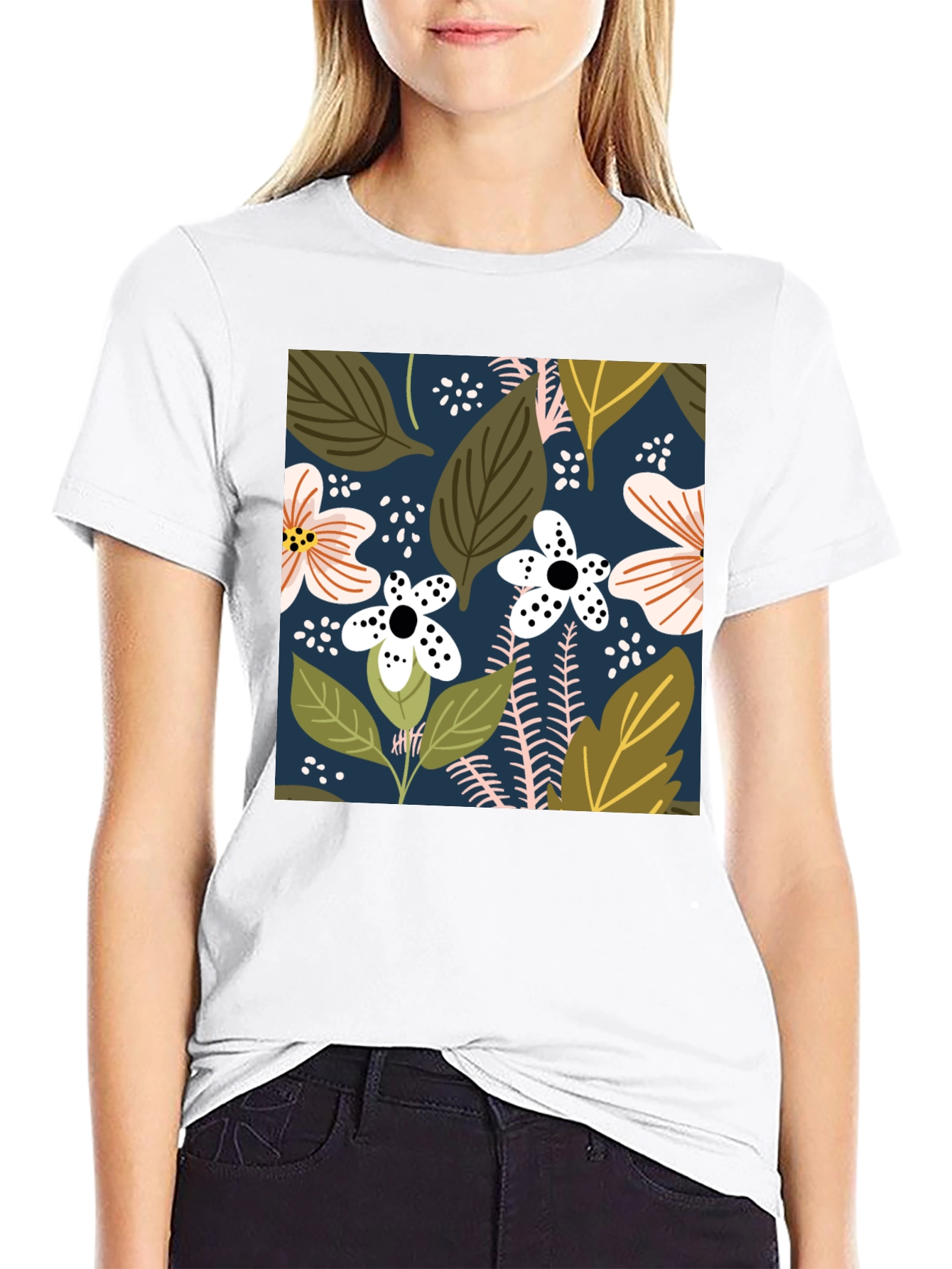 Floral Print Black T-Shirt