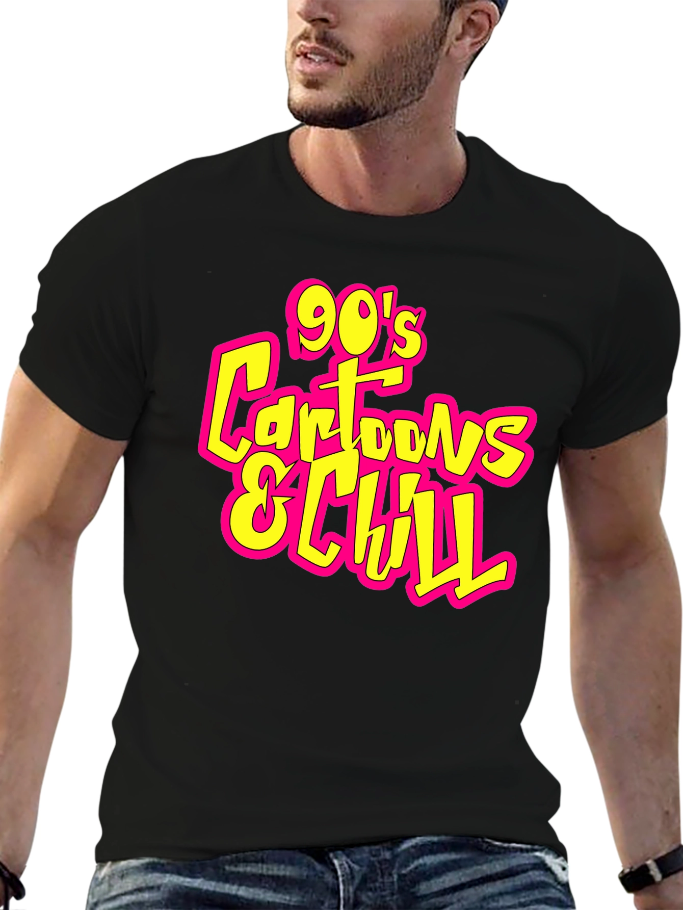 90s Cartoons and Chill Black T-Shirt