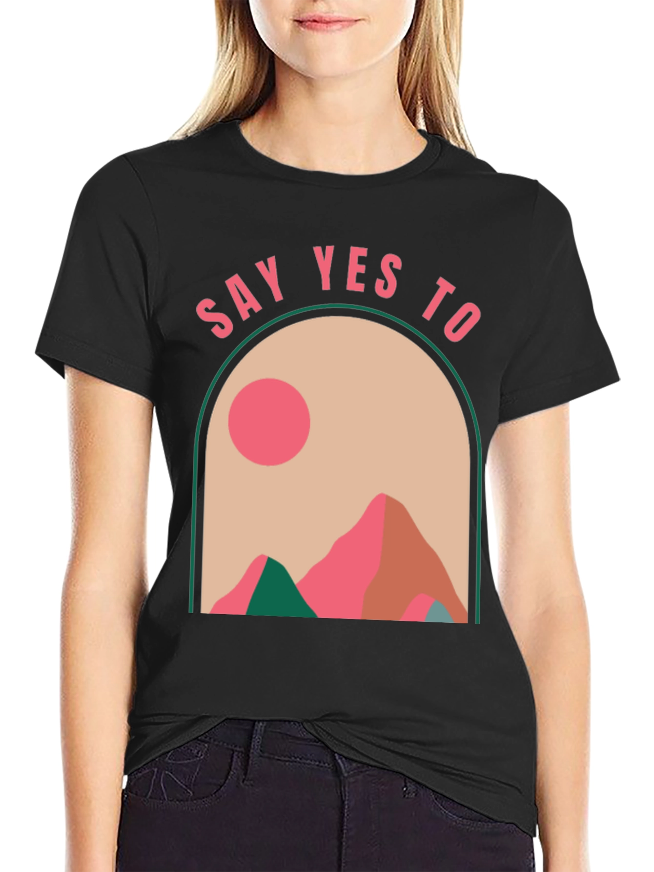 Say Yes to Adventure Black Graphic Tee