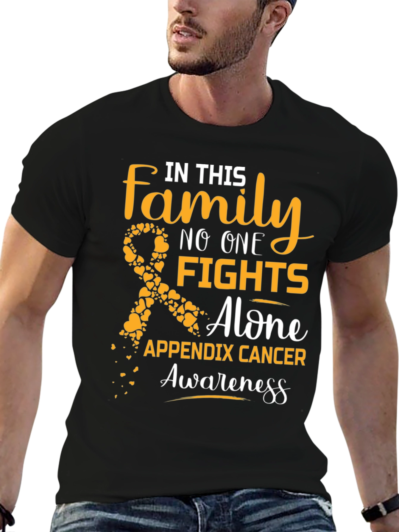 Appendix Cancer Awareness T-Shirt: Family Fights Alone