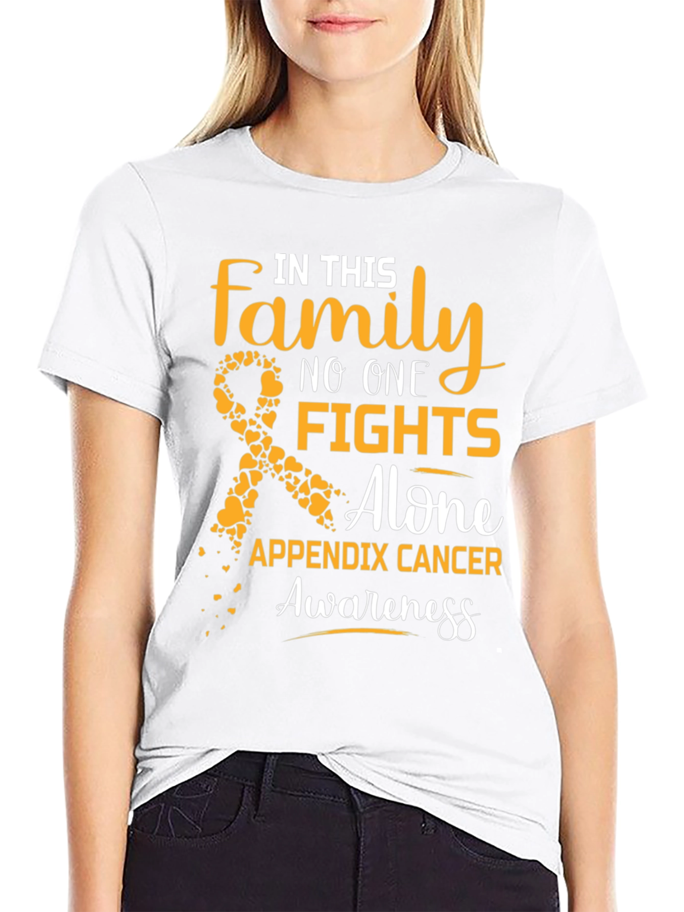 Appendix Cancer Awareness T-Shirt: Family Fights Alone