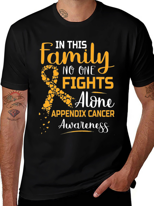 Appendix Cancer Awareness T-Shirt: Family Fights Alone