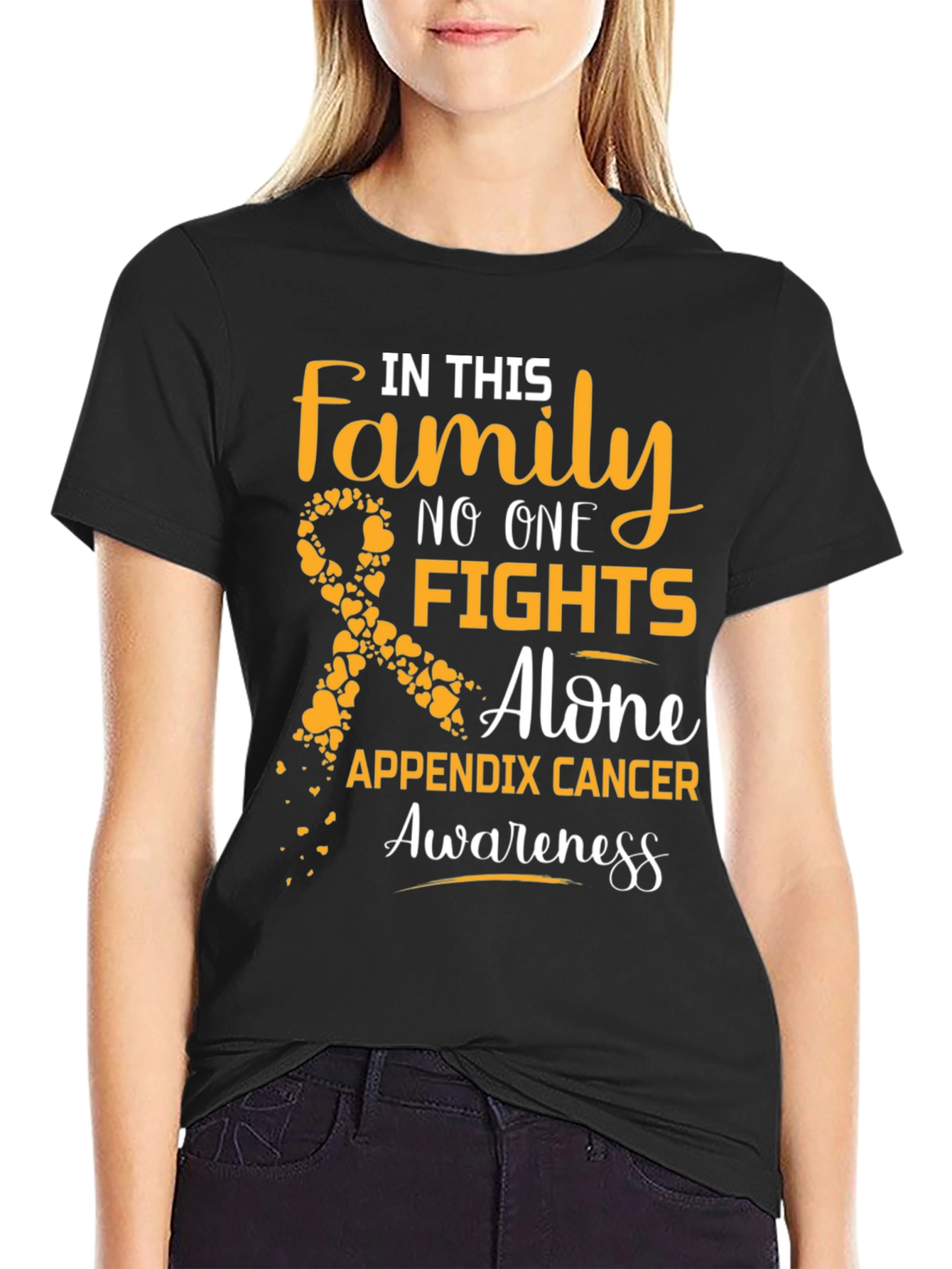 Appendix Cancer Awareness T-Shirt: Family Fights Alone