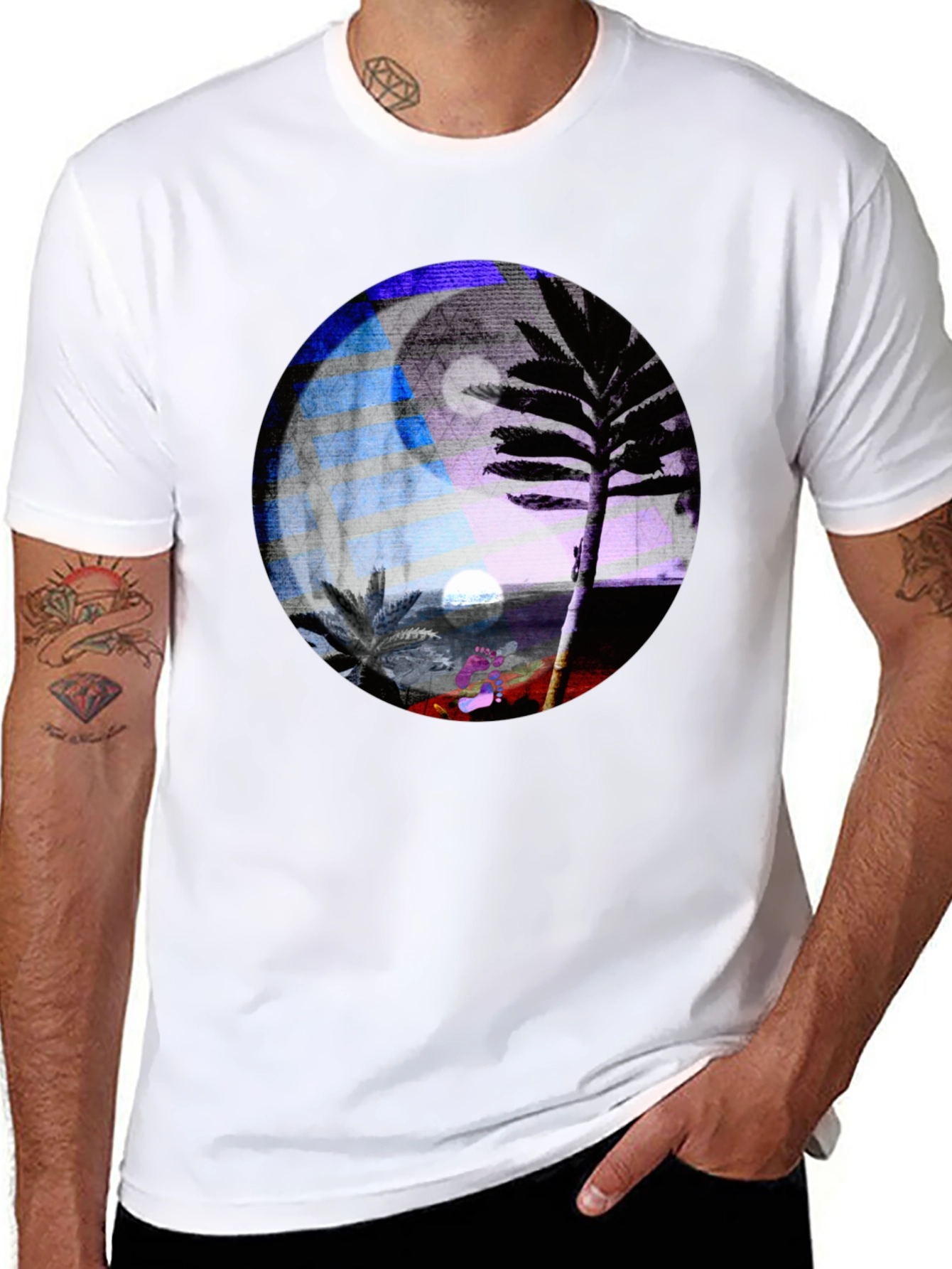 Yin Yang Palm Tree Graphic Tee