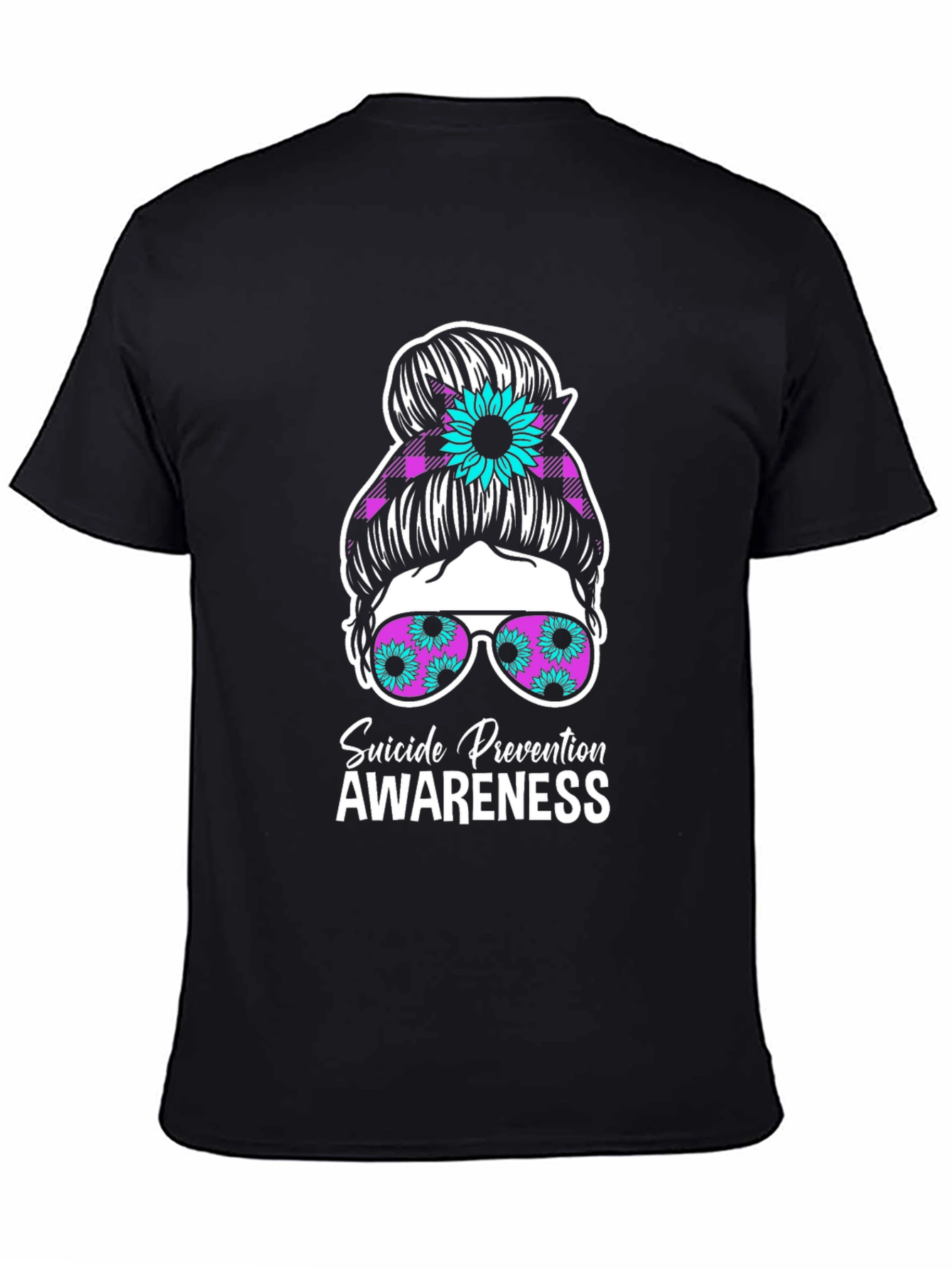 Suicide Prevention Awareness Messy Bun T-Shirt