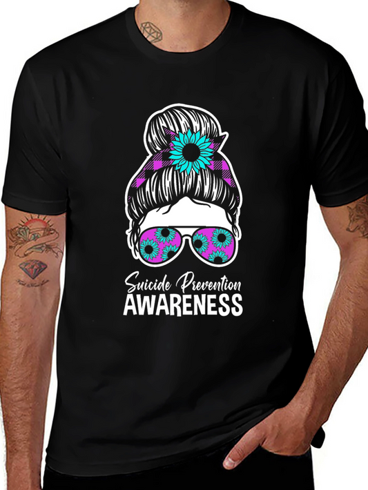 Suicide Prevention Awareness Messy Bun T-Shirt