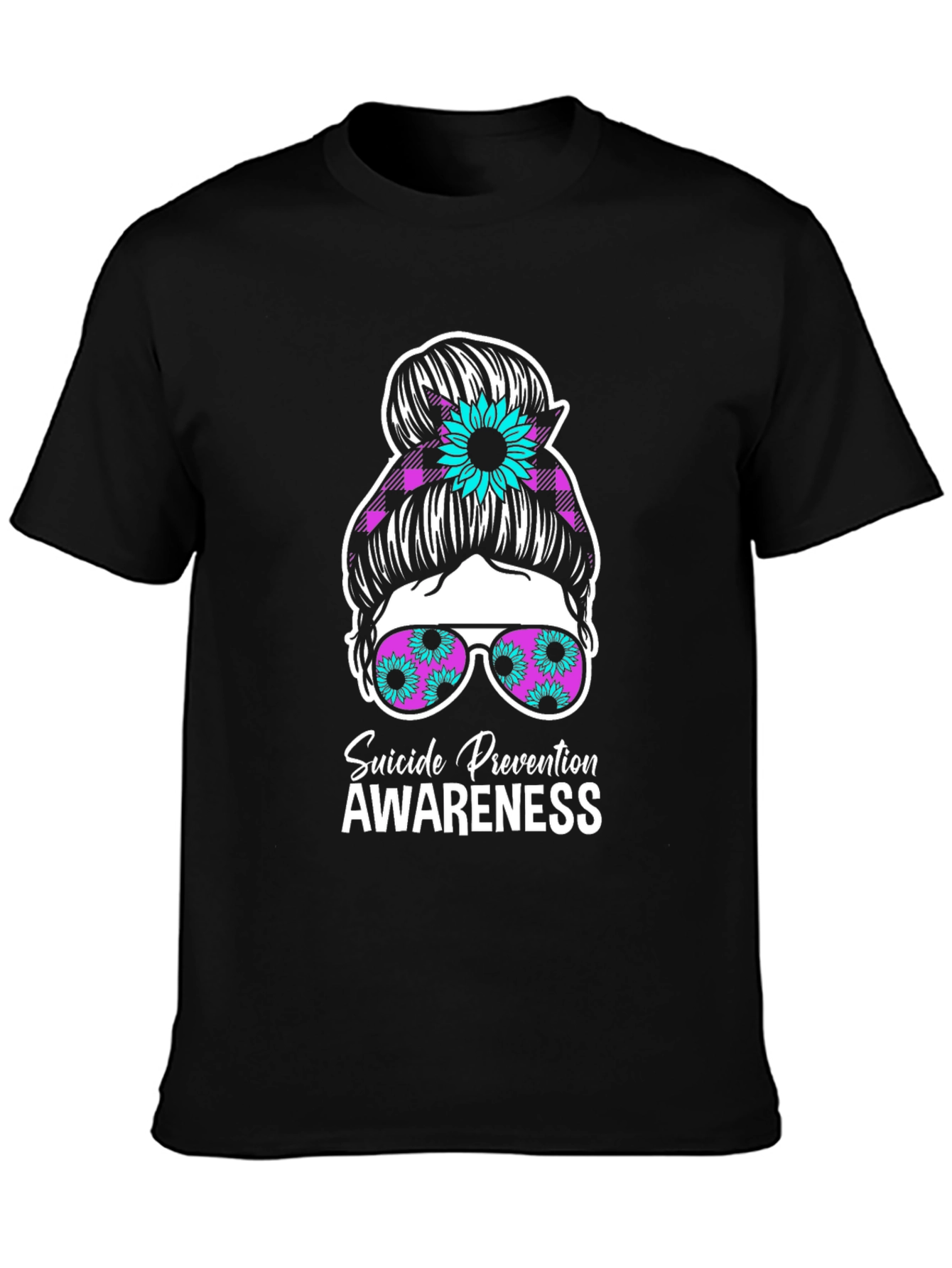 Suicide Prevention Awareness Messy Bun T-Shirt