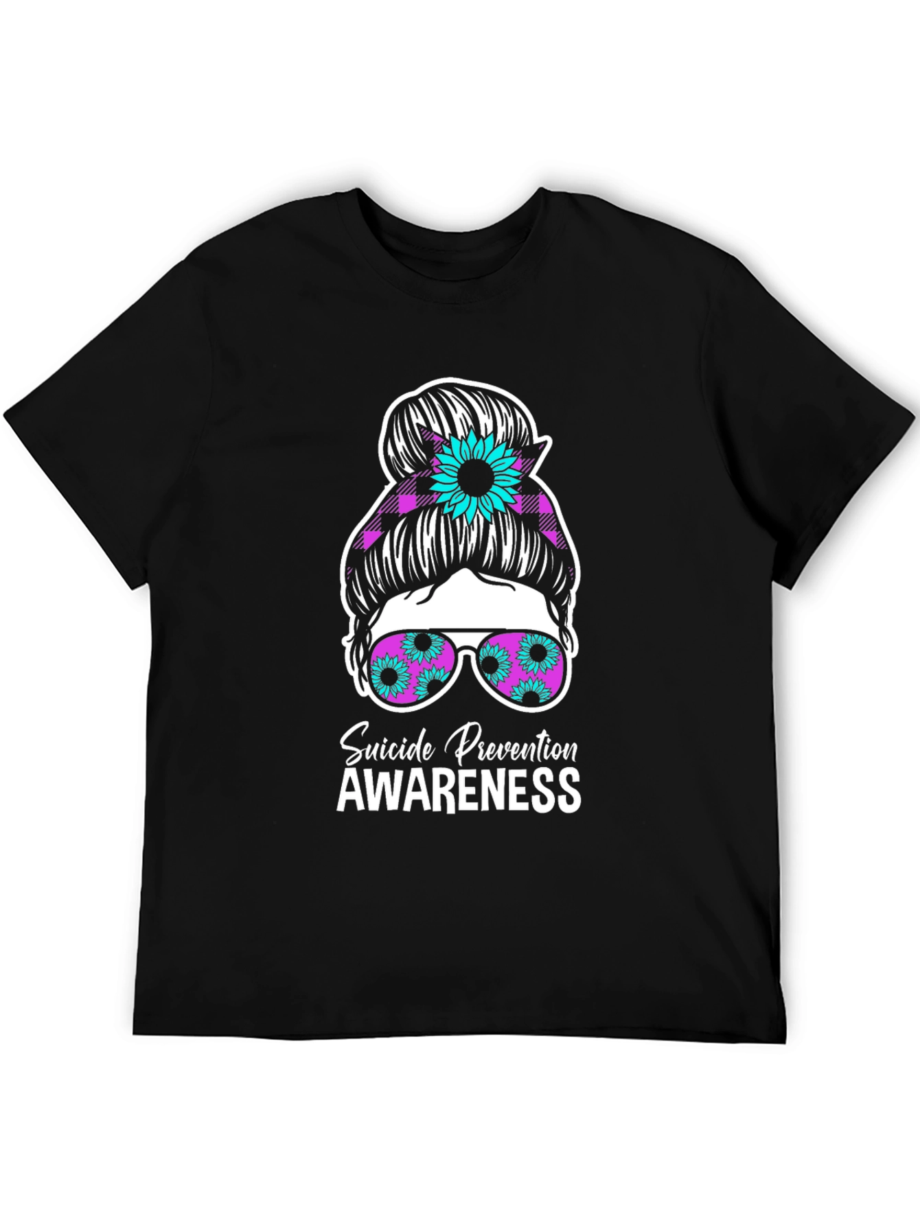 Suicide Prevention Awareness Messy Bun T-Shirt