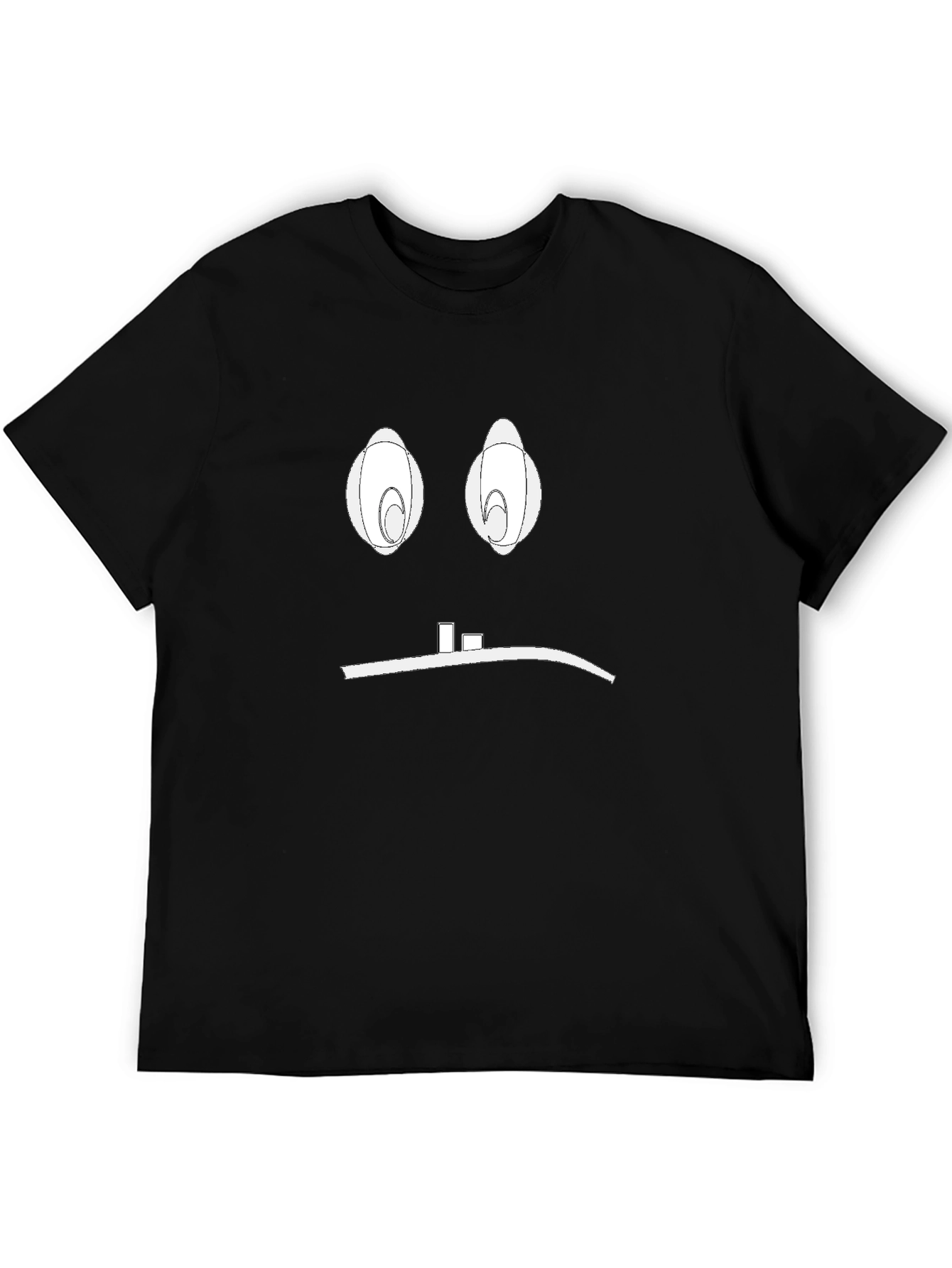 Funny Cartoon Face Black T-Shirt
