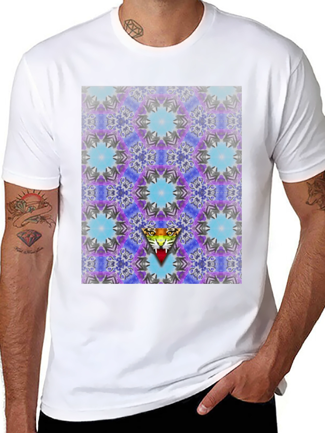 Kaleidoscope Tiger Graphic Black T-Shirt