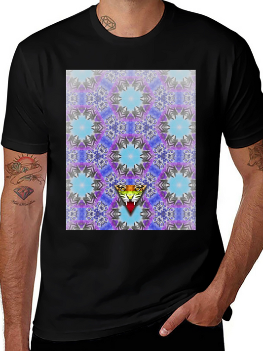 Kaleidoscope Tiger Graphic Black T-Shirt