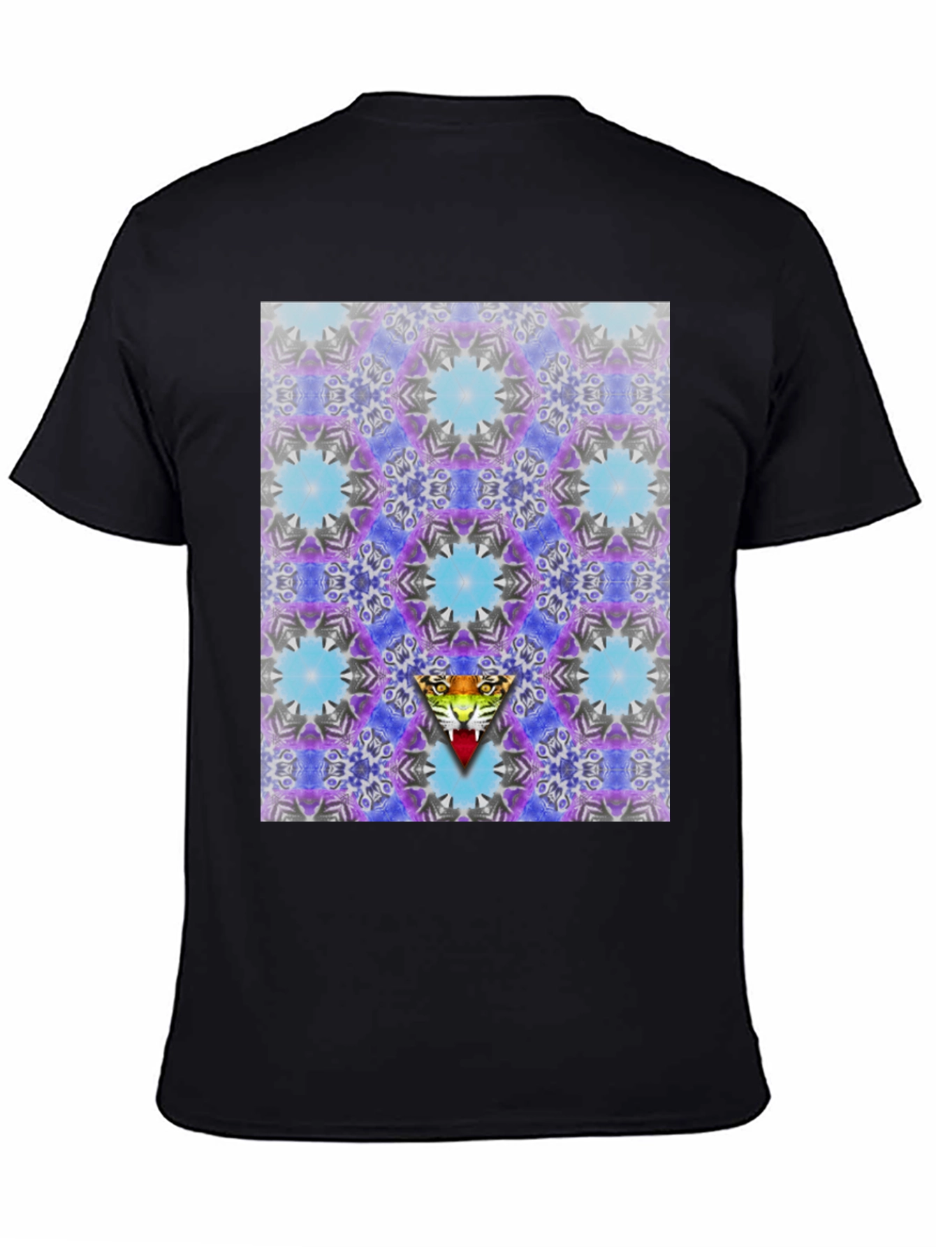 Kaleidoscope Tiger Graphic Black T-Shirt