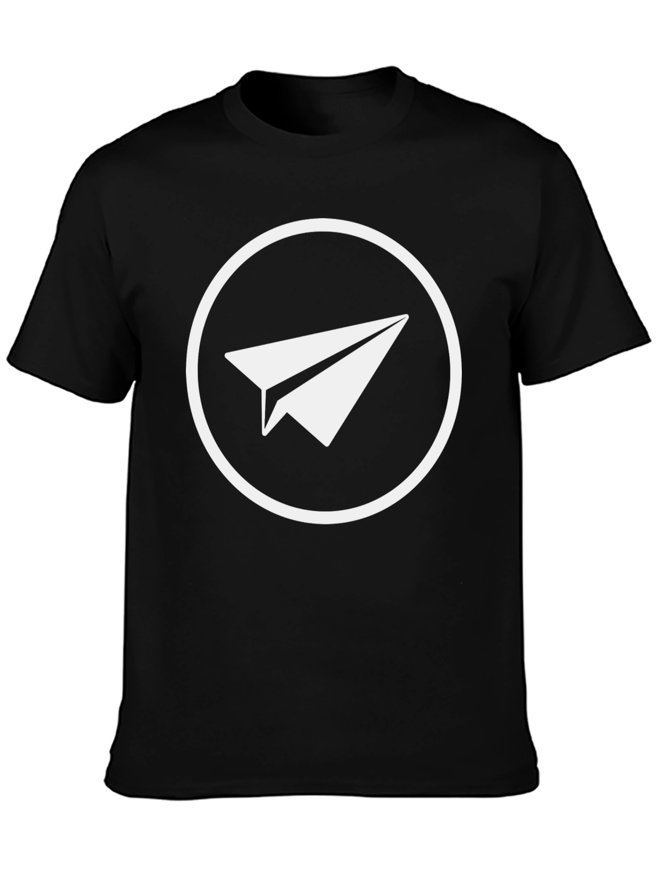Paper Airplane Circle Graphic Tee - Black