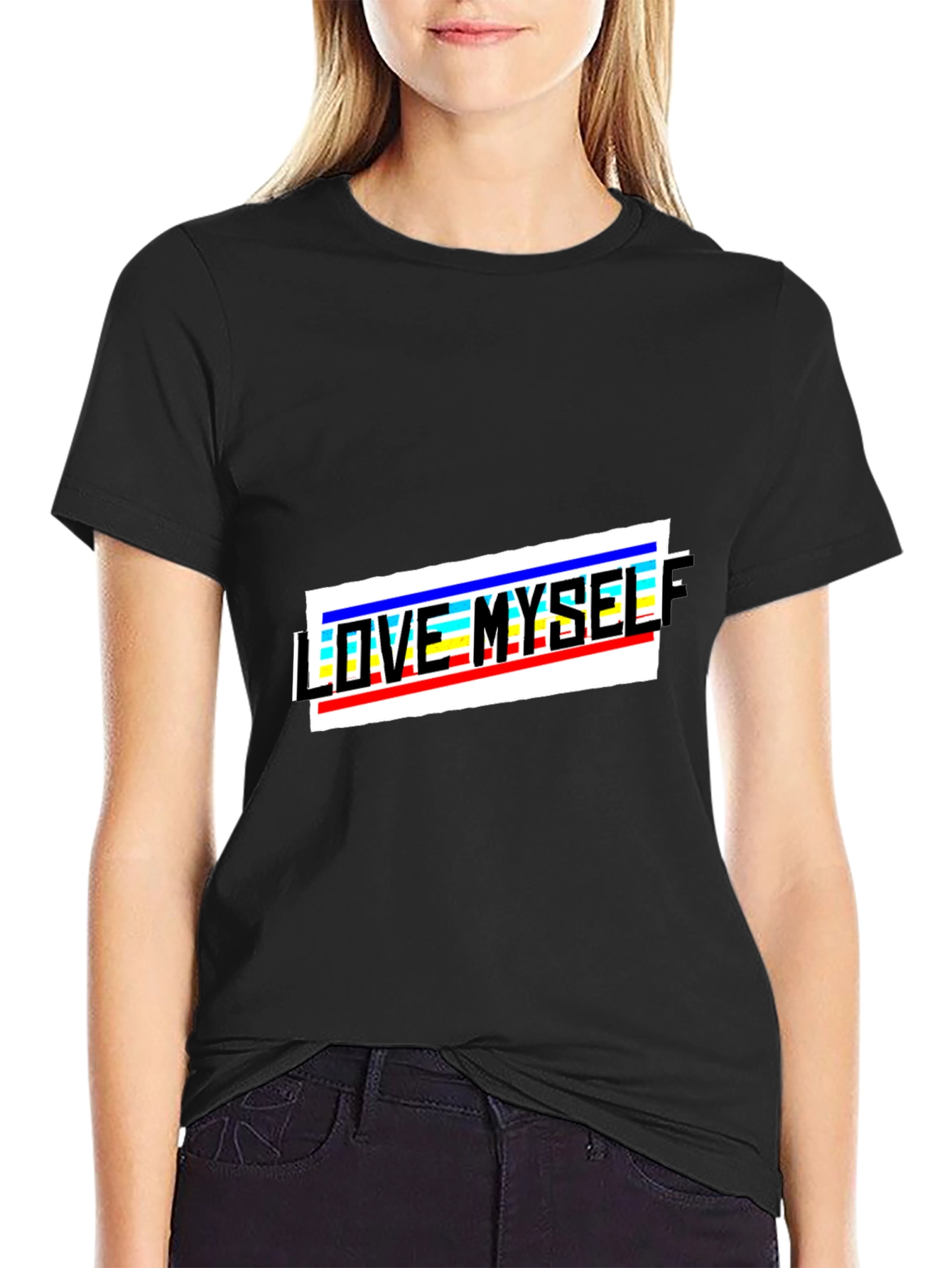 Love Myself Graphic Print Black T-Shirt