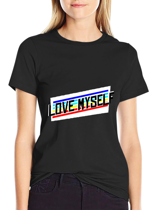 Love Myself Graphic Print Black T-Shirt