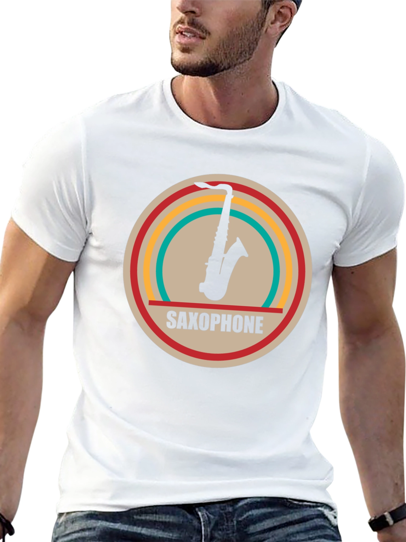 Saxophone Graphic Tee - Retro Music Lovers Shirt