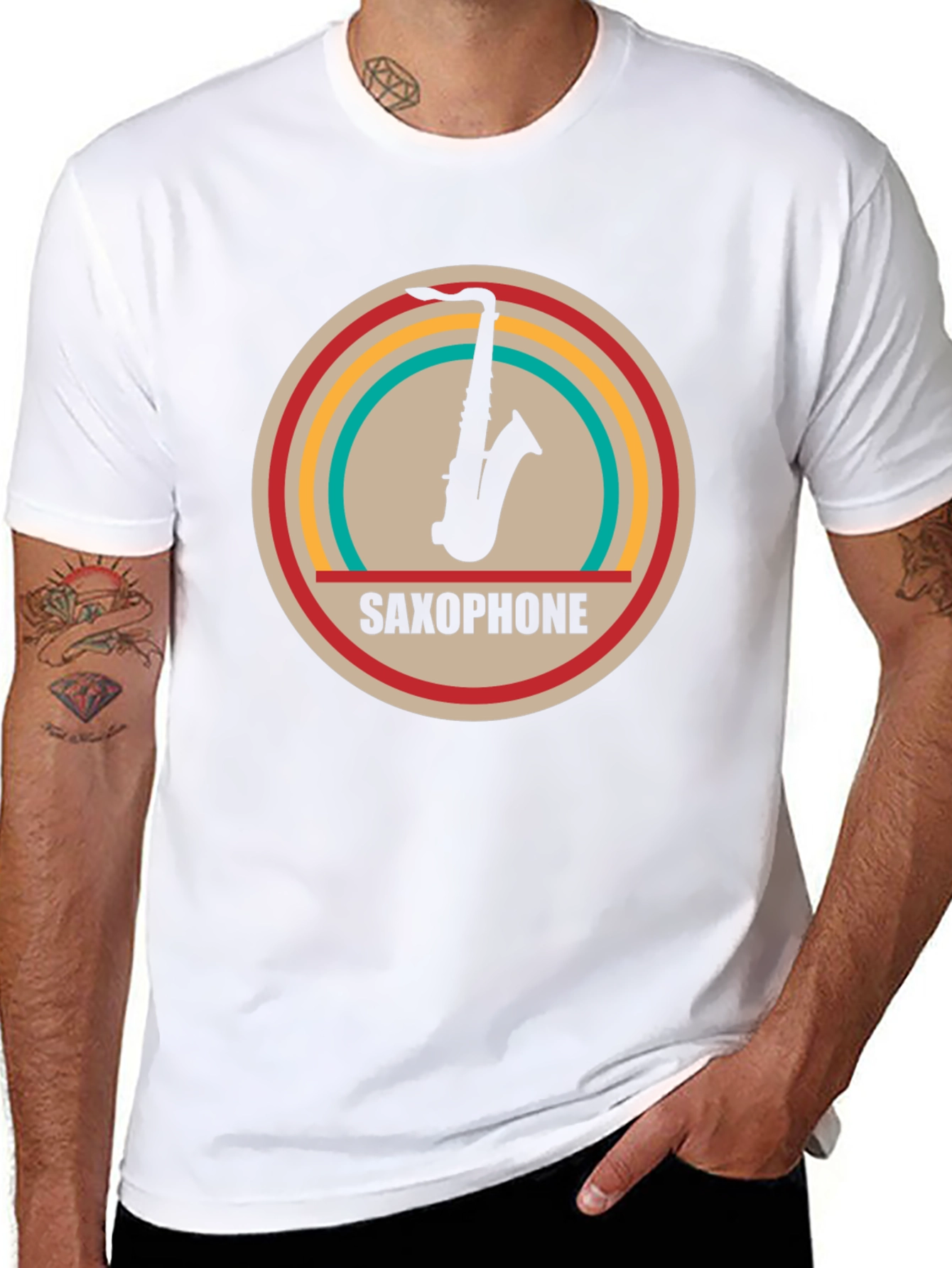 Saxophone Graphic Tee - Retro Music Lovers Shirt