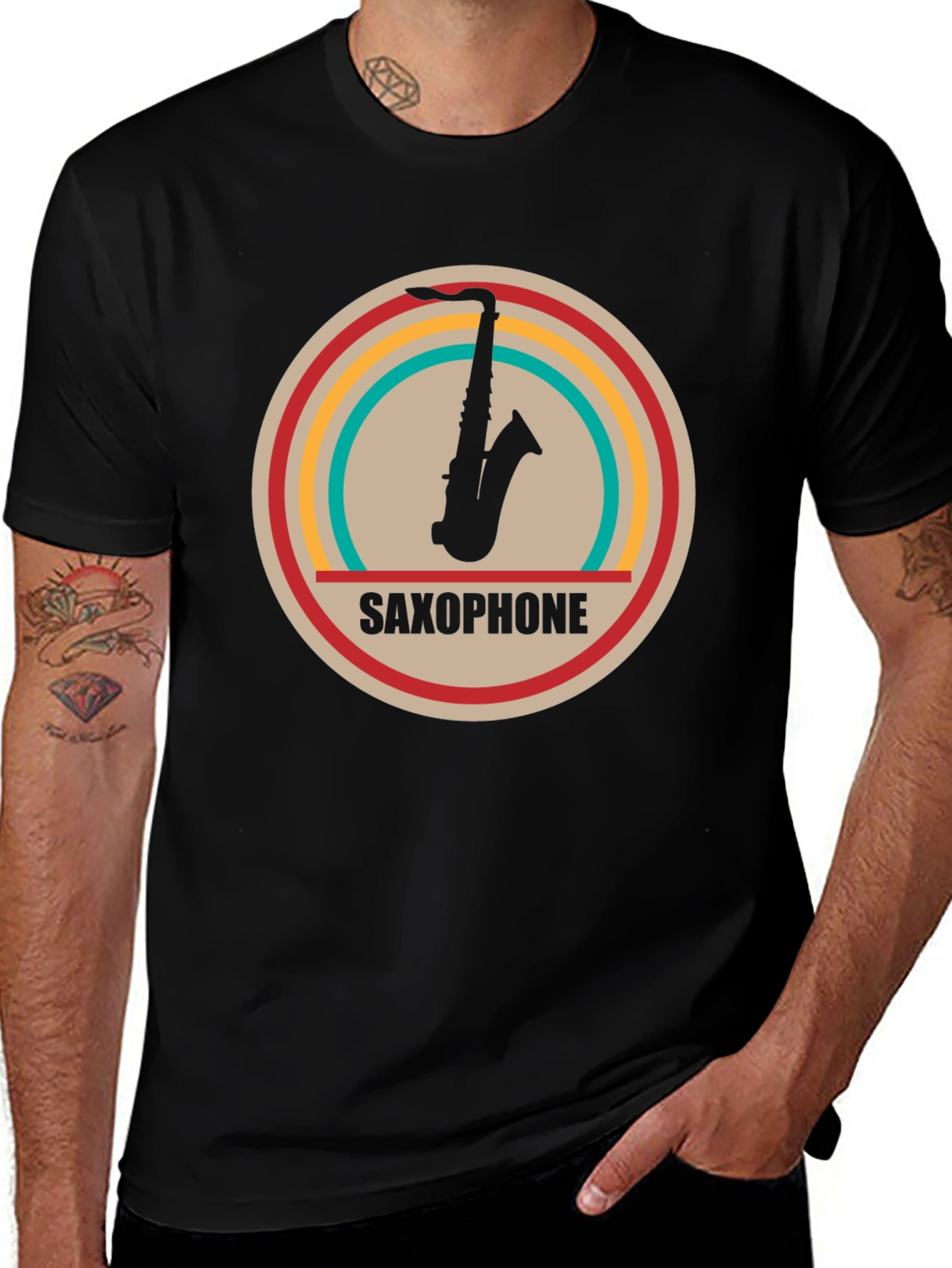Saxophone Graphic Tee - Retro Music Lovers Shirt