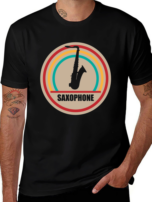 Saxophone Graphic Tee - Retro Music Lovers Shirt