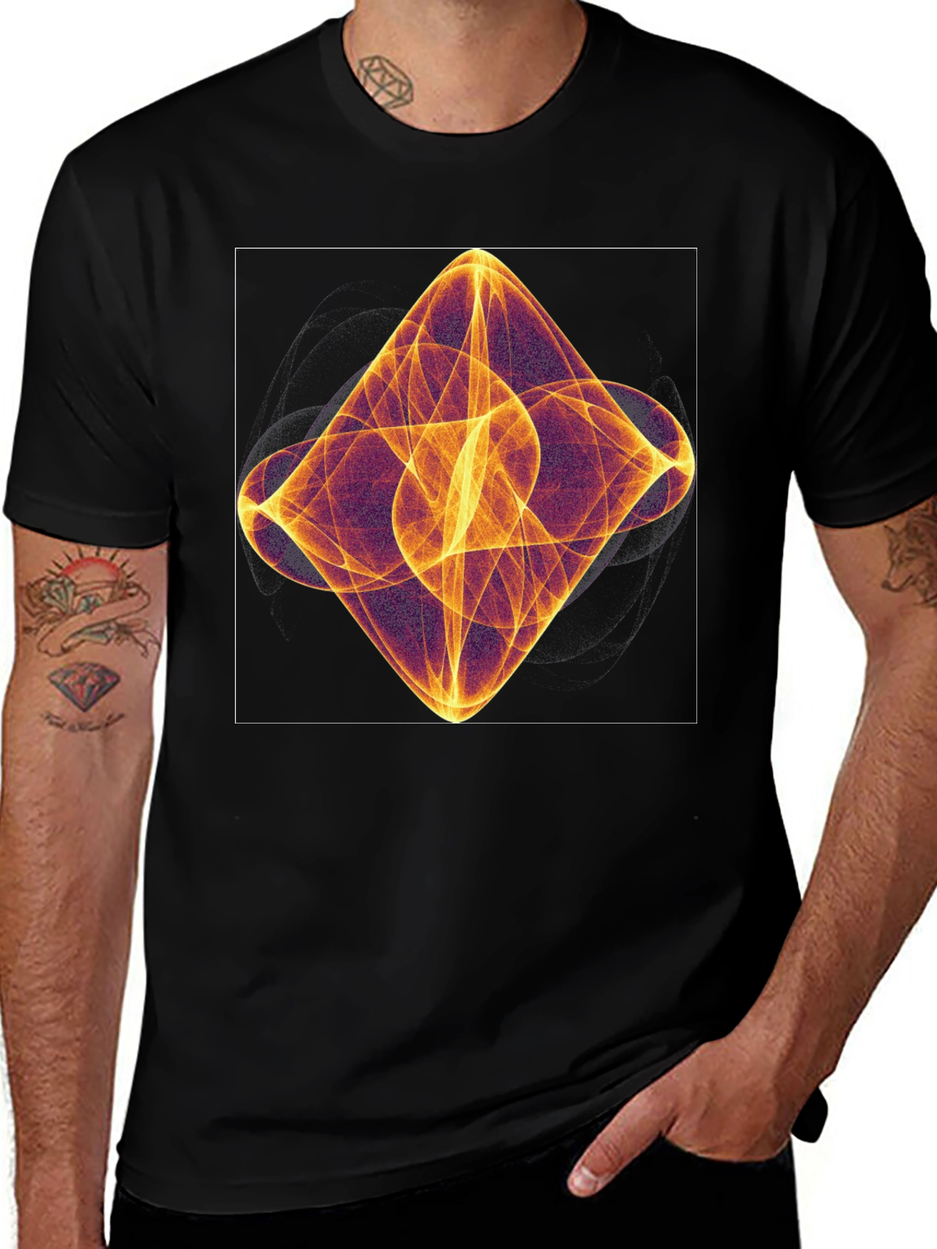 Abstract Light Pattern Black T-Shirt