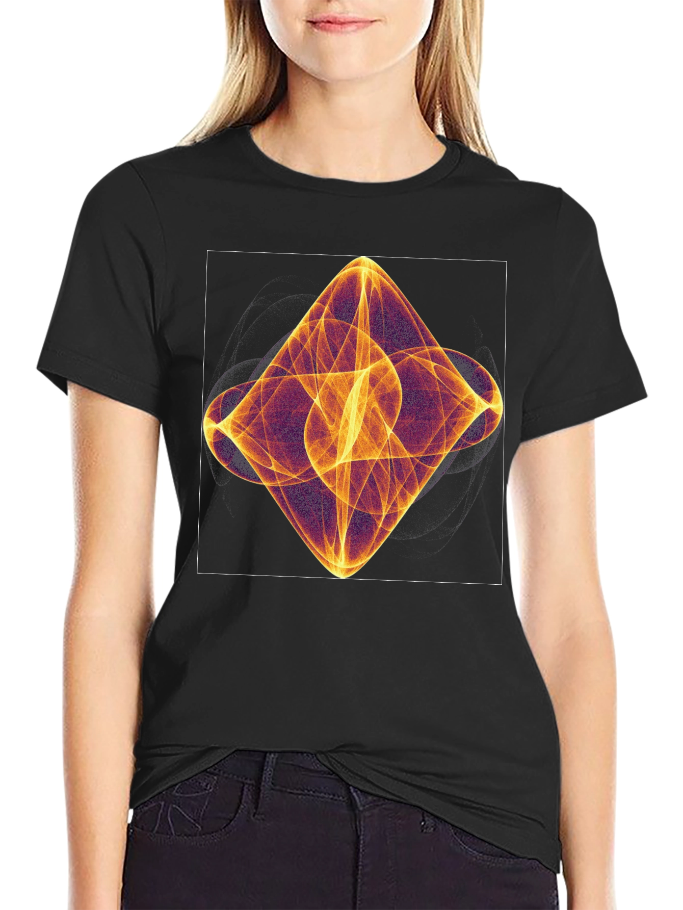 Abstract Light Pattern Black T-Shirt