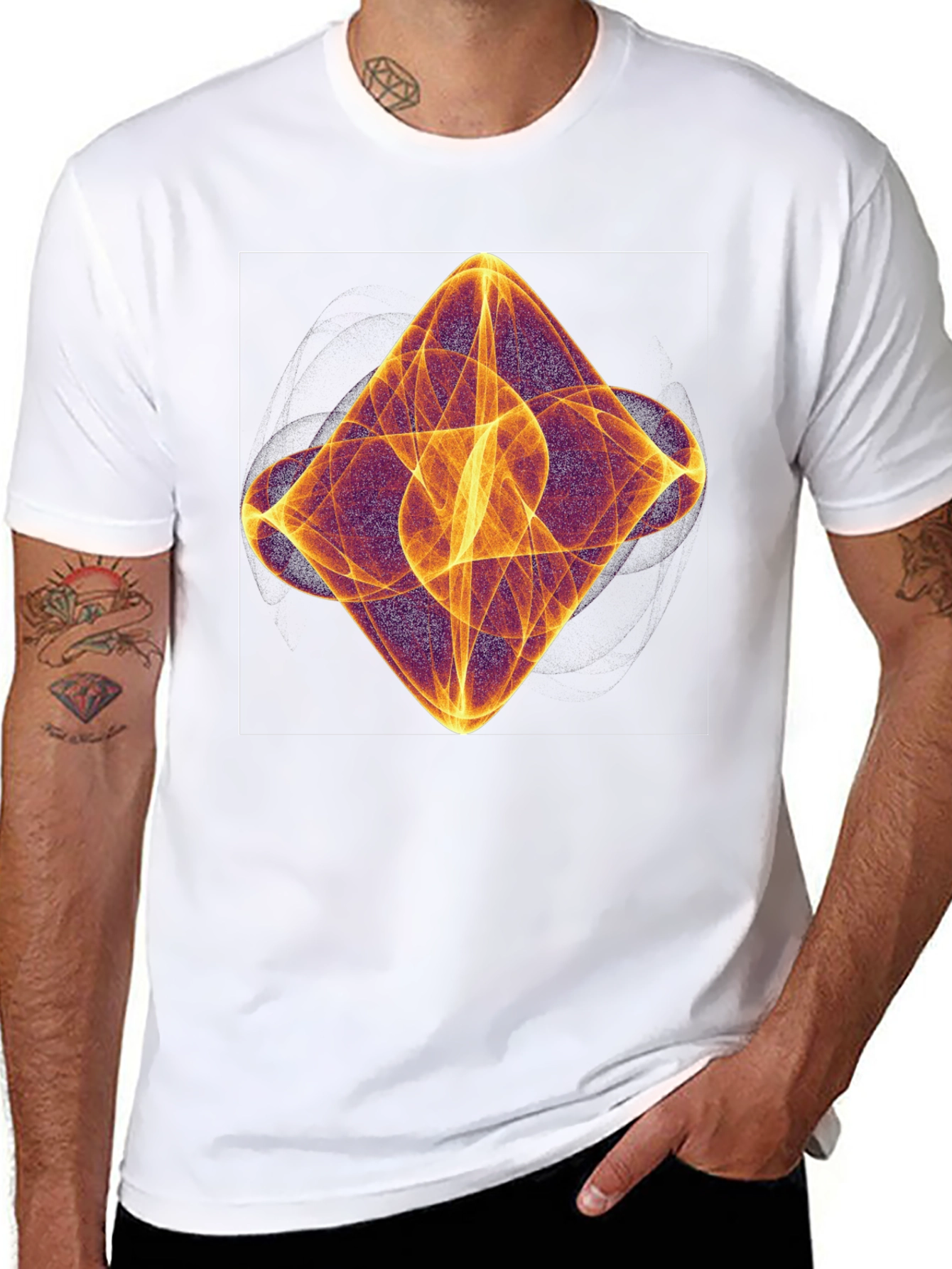 Abstract Light Pattern Black T-Shirt