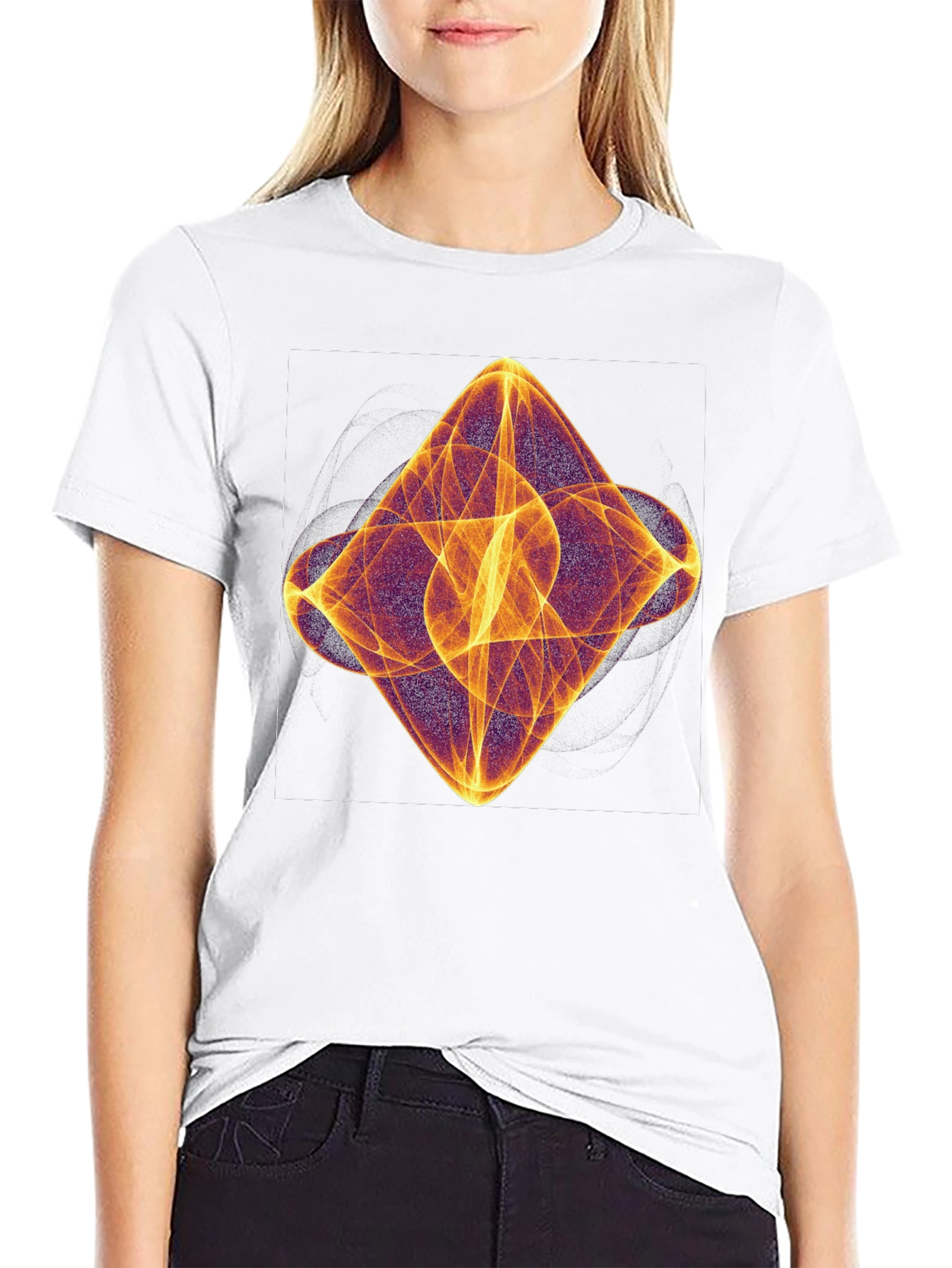 Abstract Light Pattern Black T-Shirt