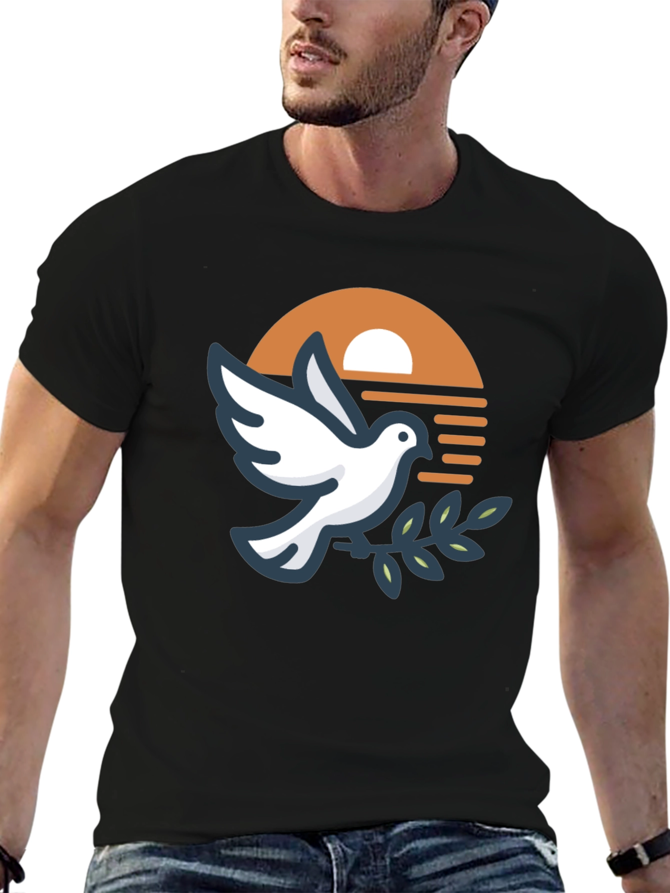 Peace Dove Graphic Black T-Shirt