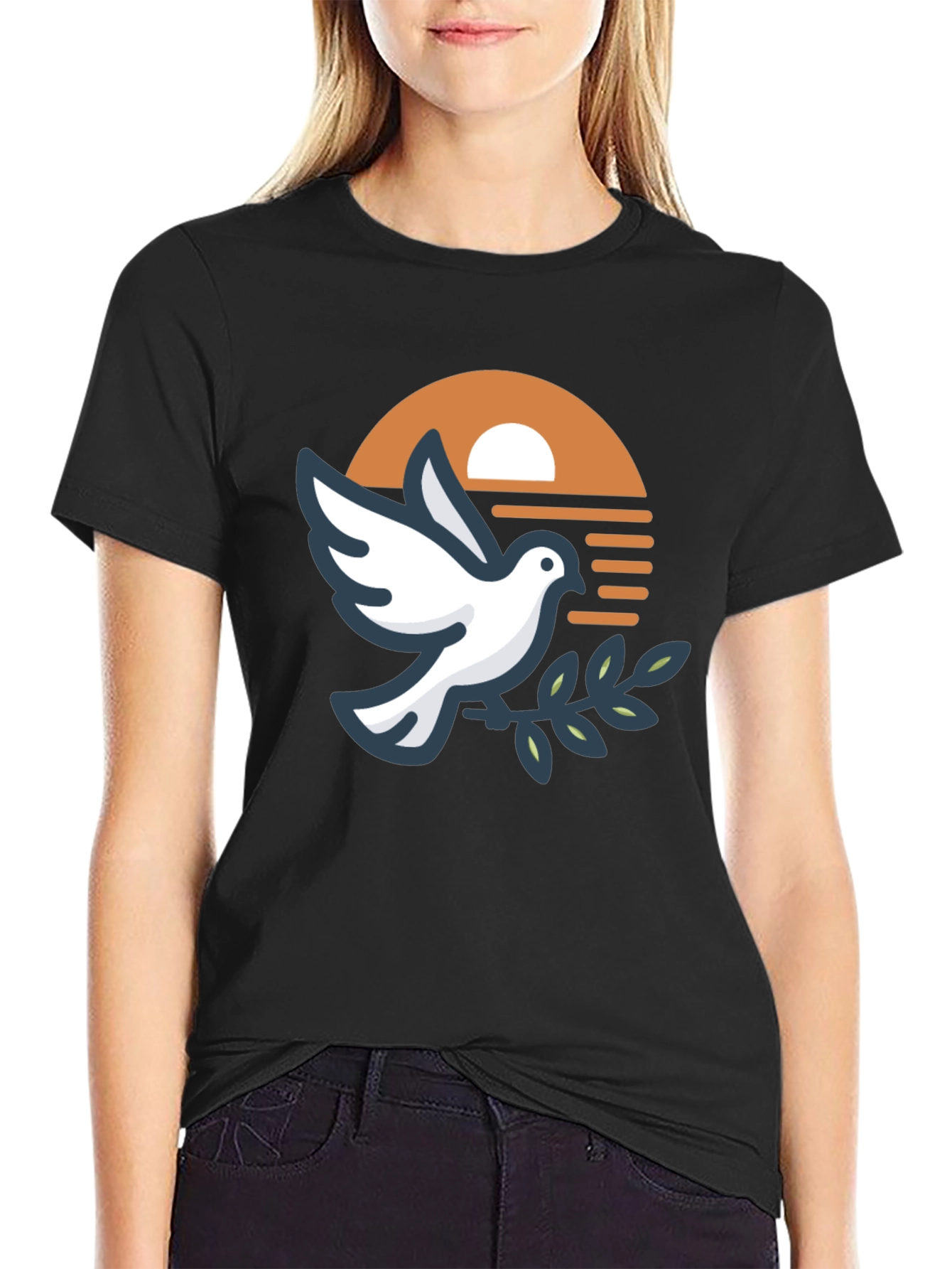 Peace Dove Graphic Black T-Shirt