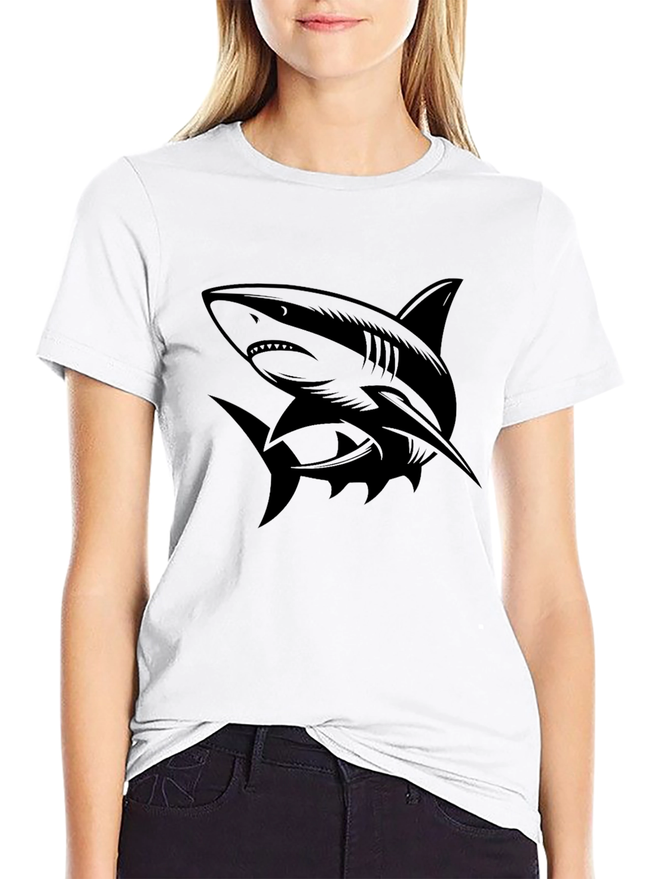 Mens Black Shark Graphic Tee