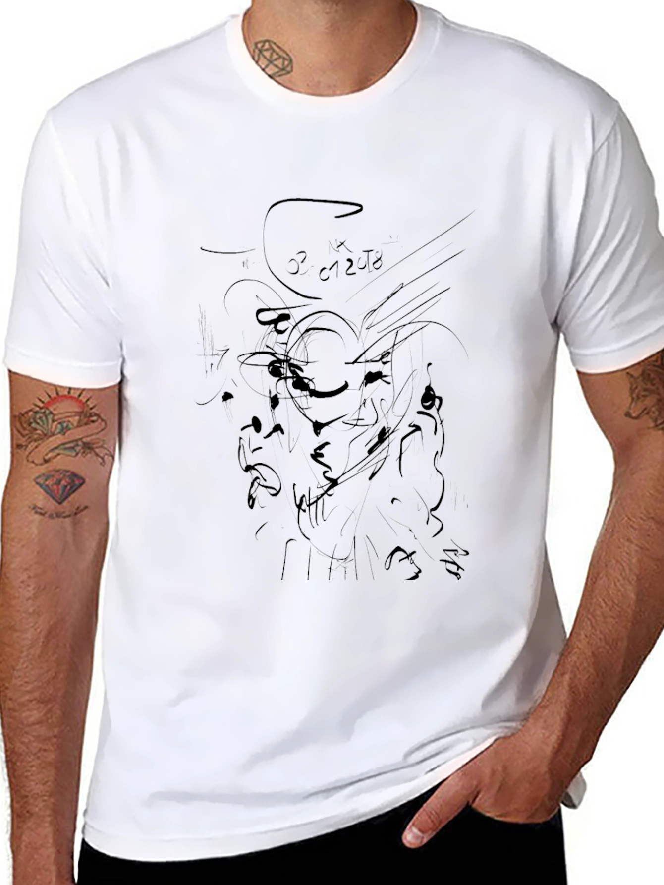 Abstract Art Black Cotton Tee