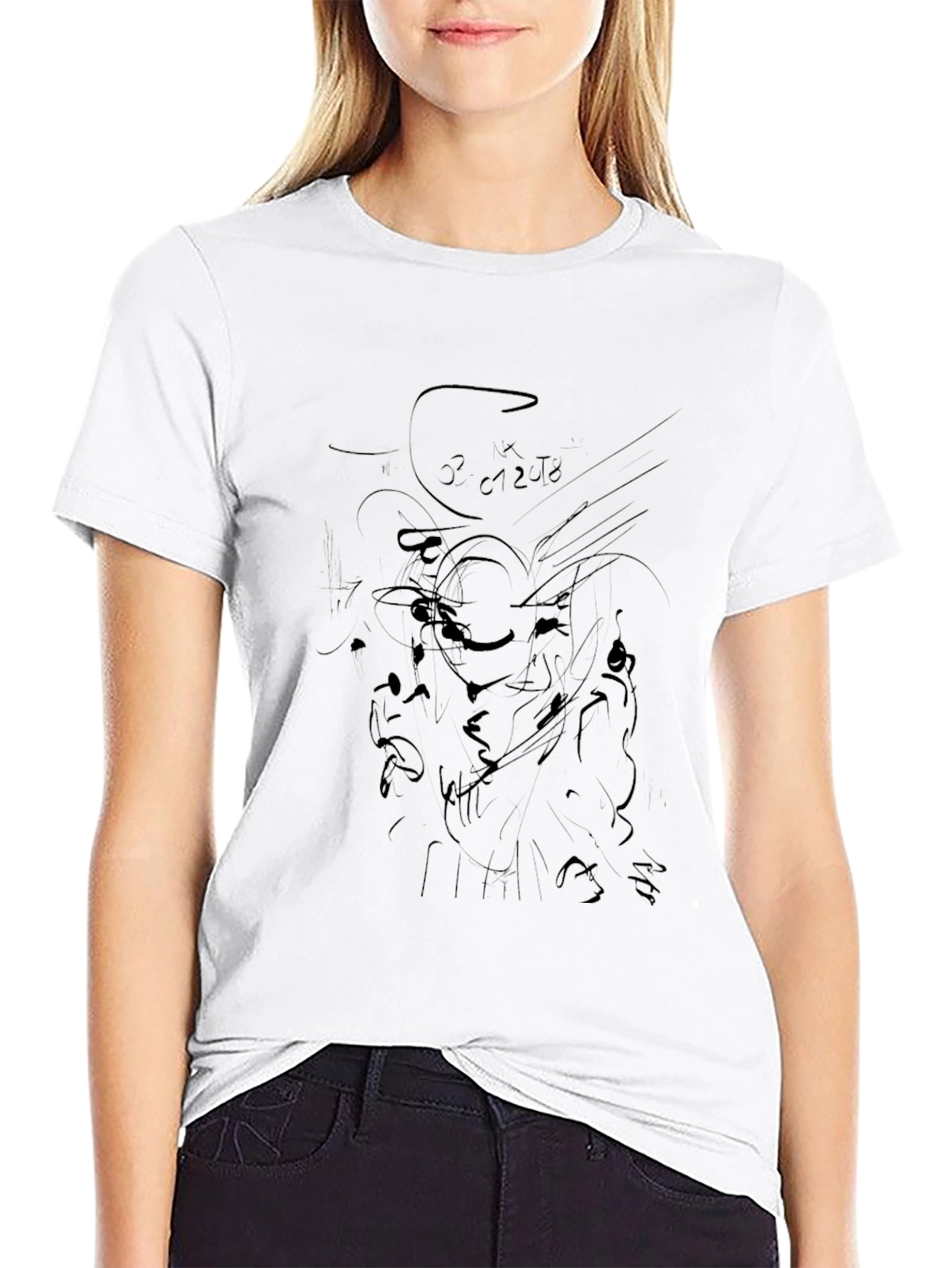 Abstract Art Black Cotton Tee