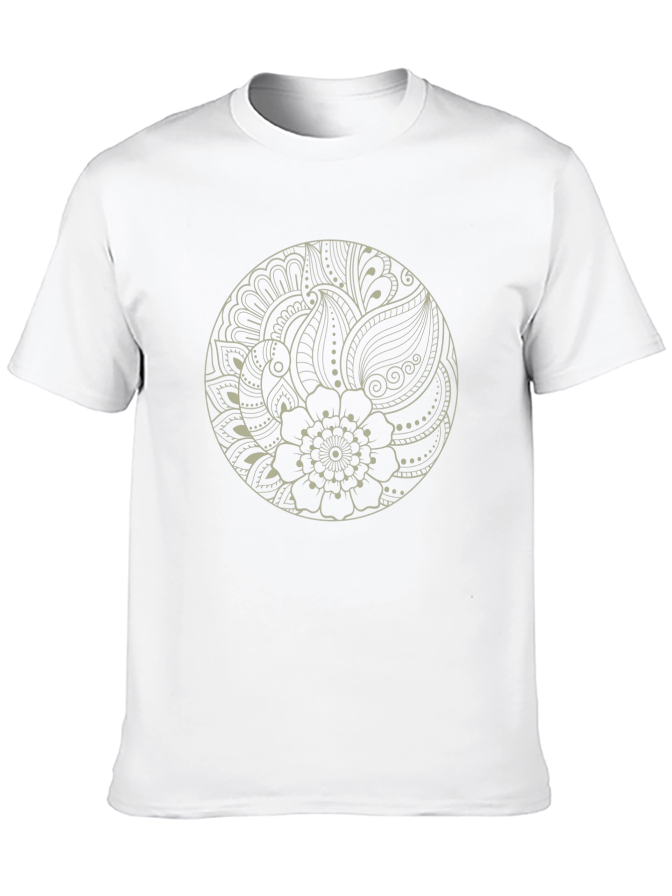 Mens Black Tee with Mandala Floral Design